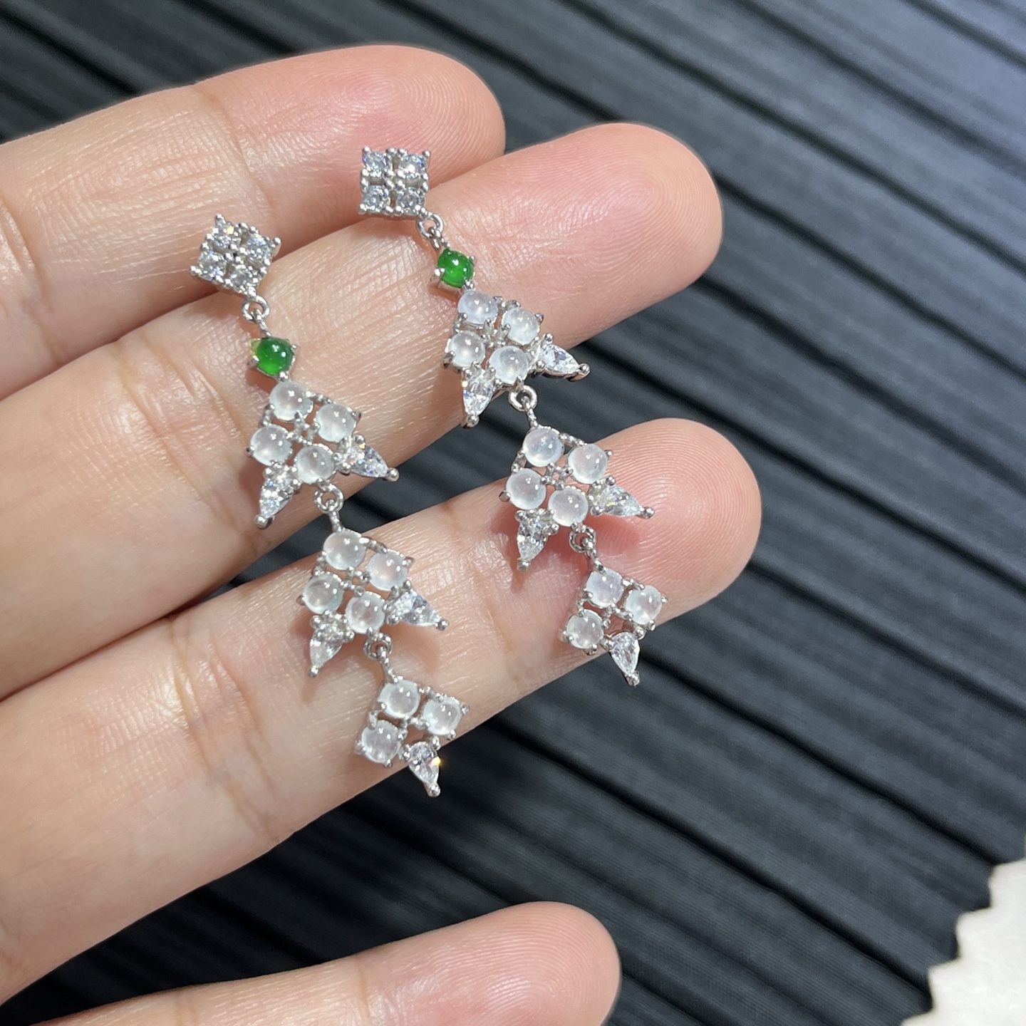 Myanmar Jade Silver-Inlaid Elegant Earrings
