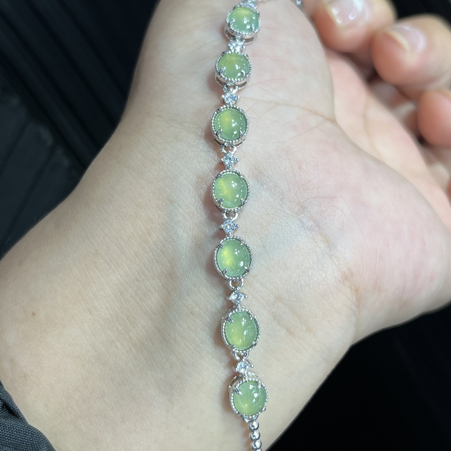 Myanmar Jade Silver-Plated Bracelet