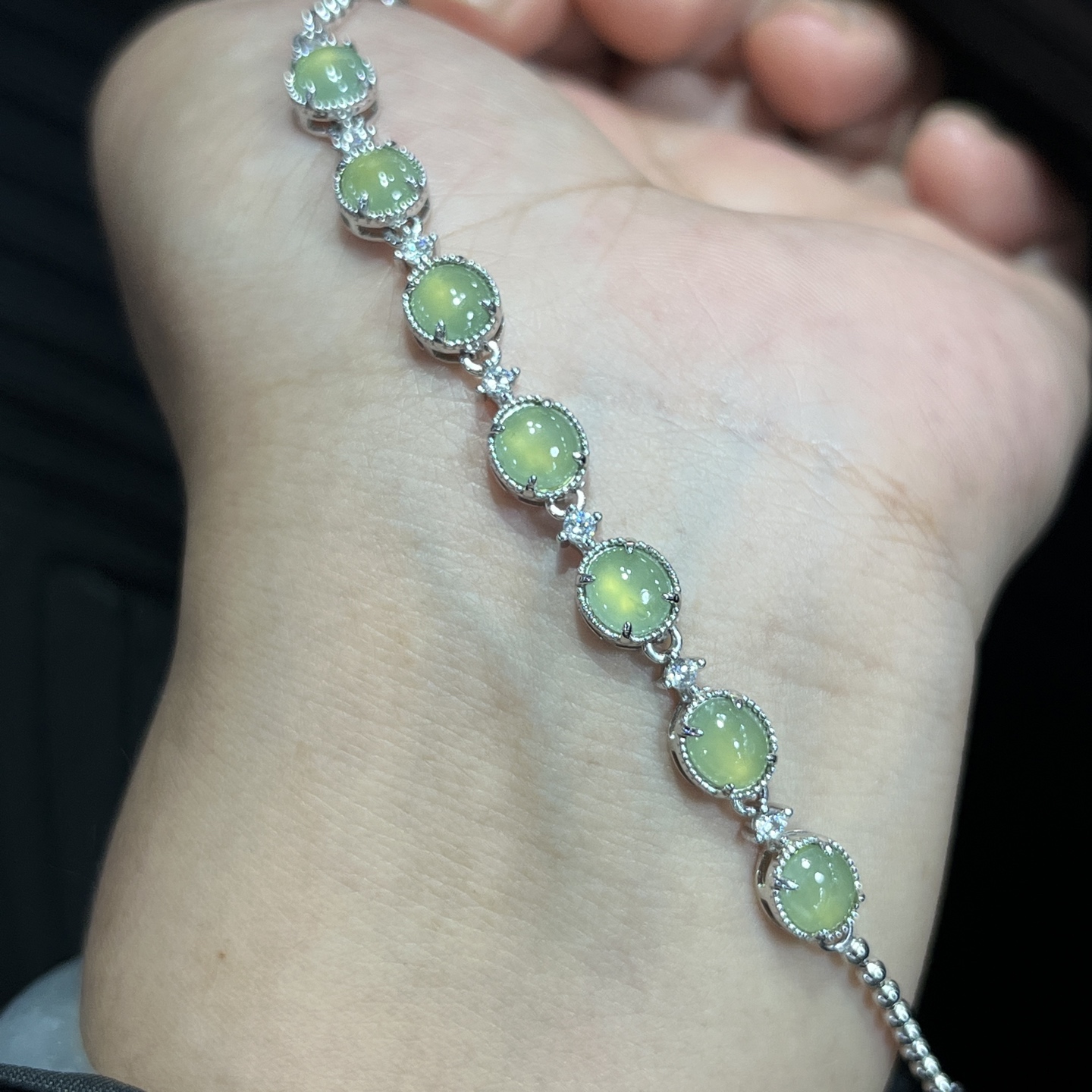 Myanmar Jade Silver-Plated Bracelet 3