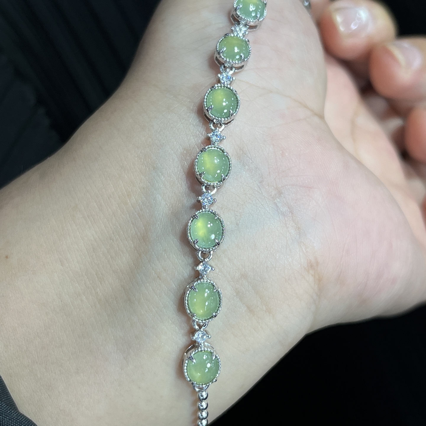 Myanmar Jade Silver-Plated Bracelet 2
