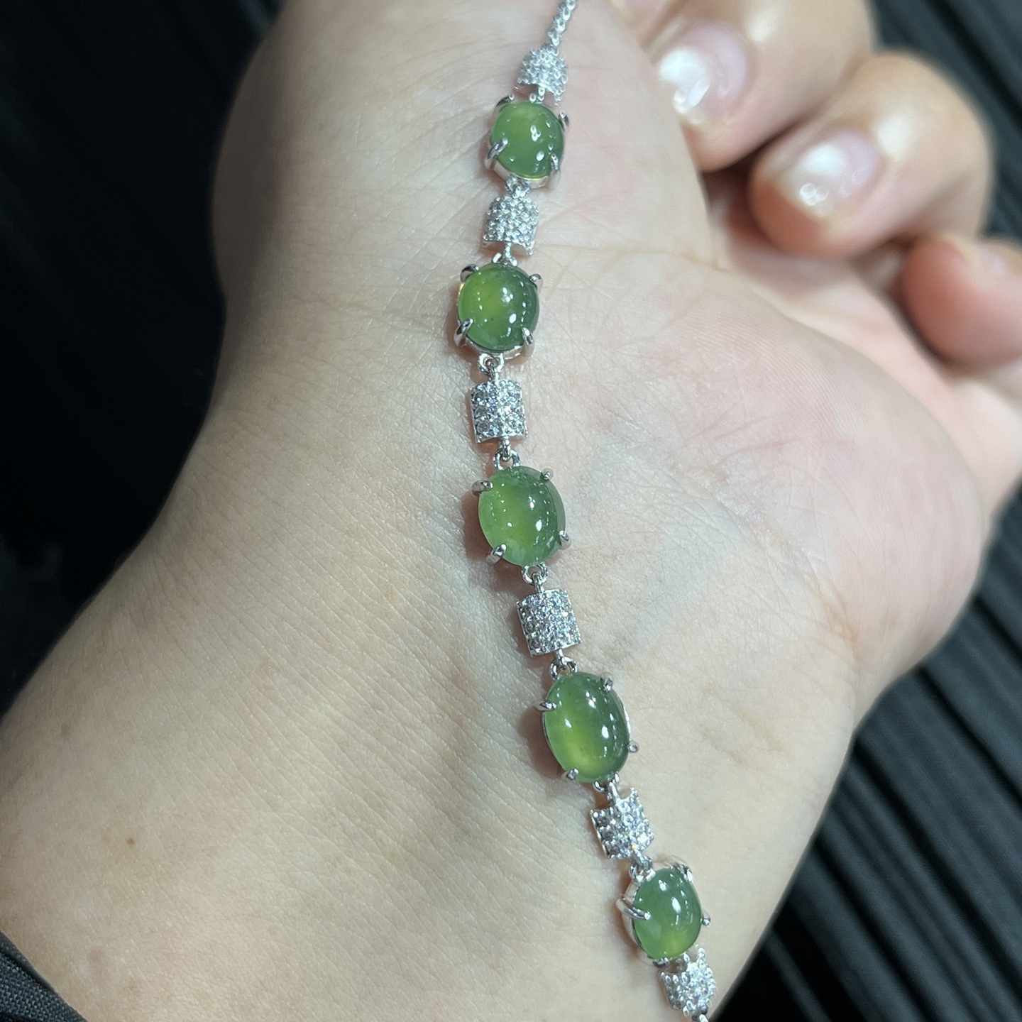Myanmar Jade Silver-Plated Bracelet 4