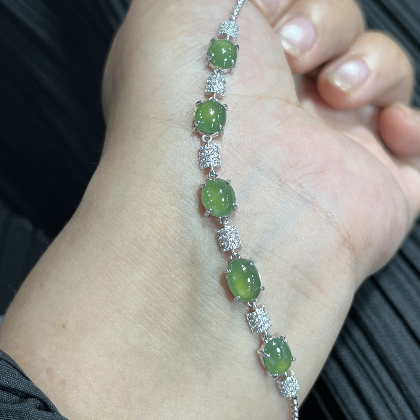 Myanmar Jade Silver-Plated Bracelet