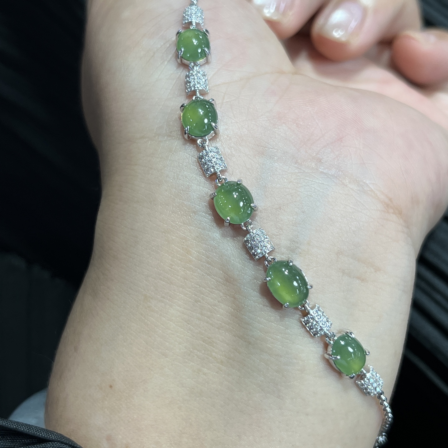Myanmar Jade Silver-Plated Bracelet 3
