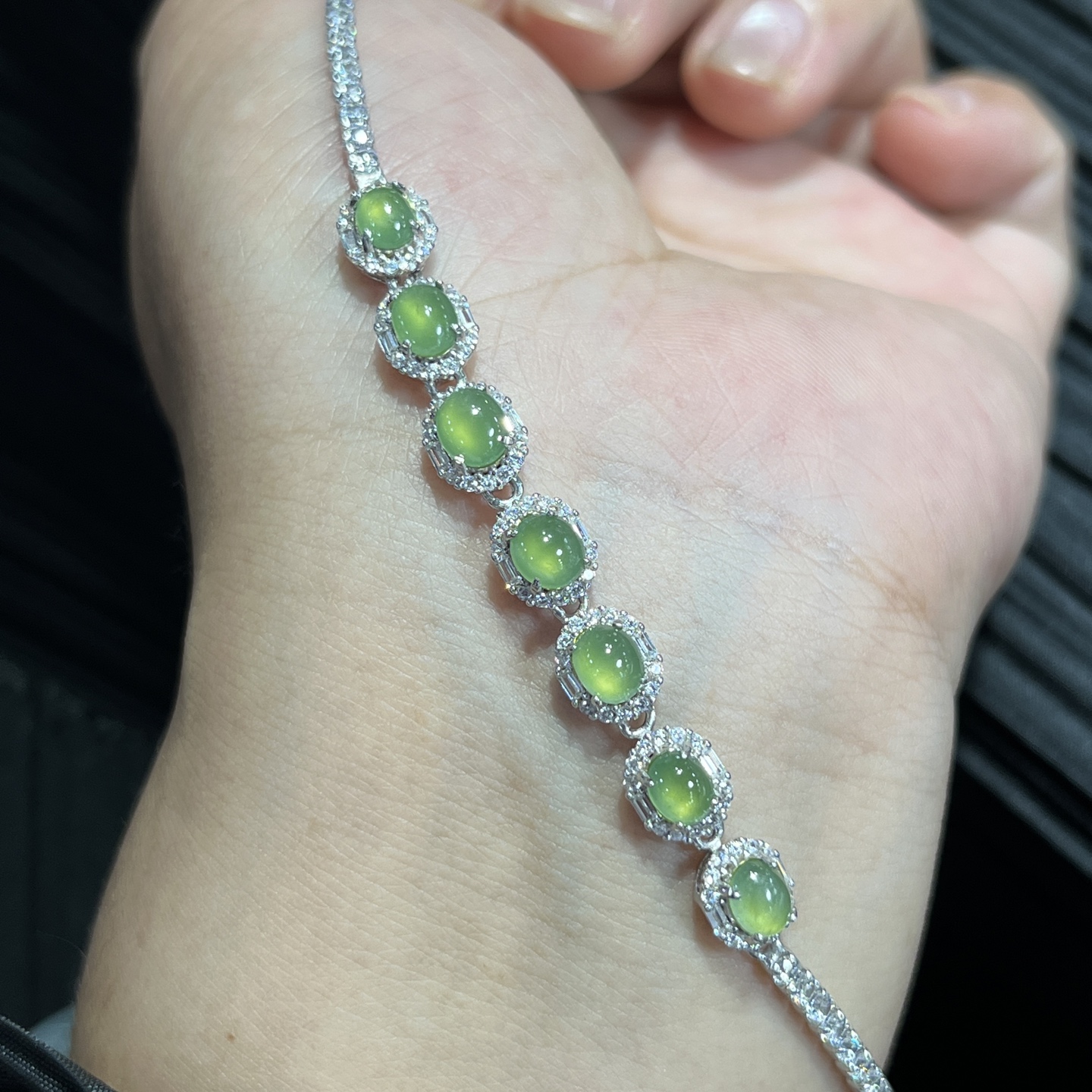 Myanmar Jade Silver-Plated Bracelet 3