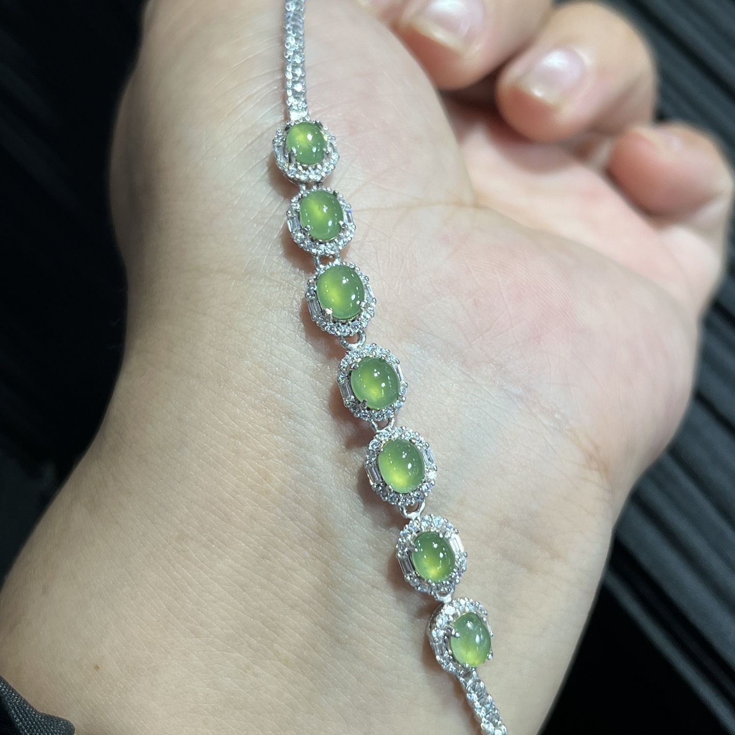 Myanmar Jade Silver-Plated Bracelet 4