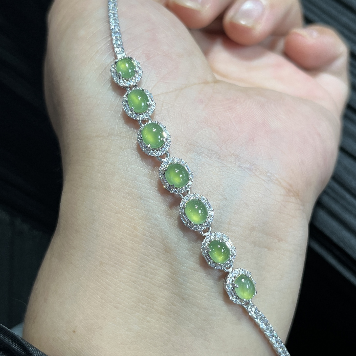 Myanmar Jade Silver-Plated Bracelet
