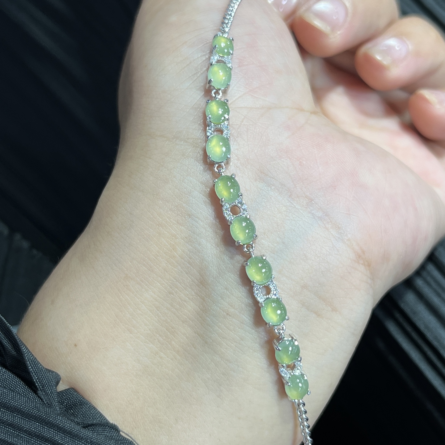 Myanmar Jade Silver-Plated Bracelet 2