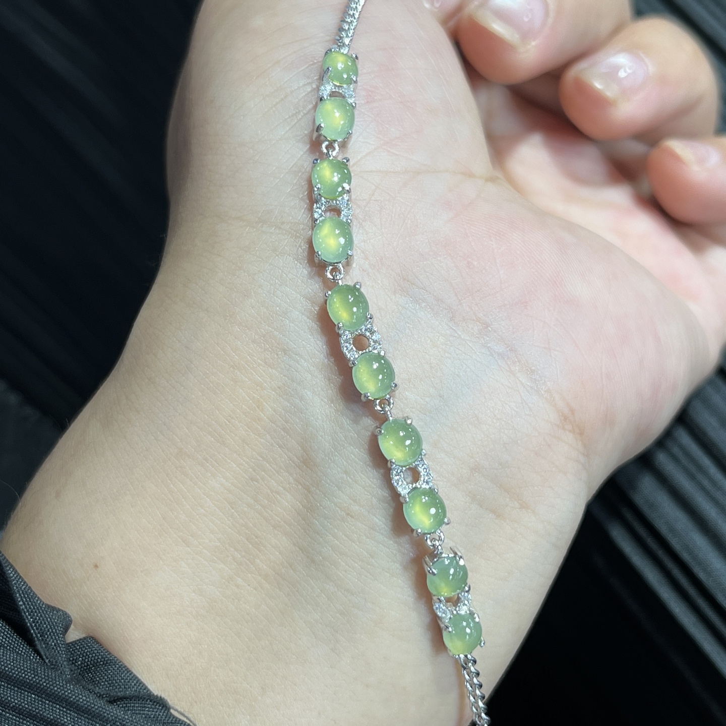 Myanmar Jade Silver-Plated Bracelet 4