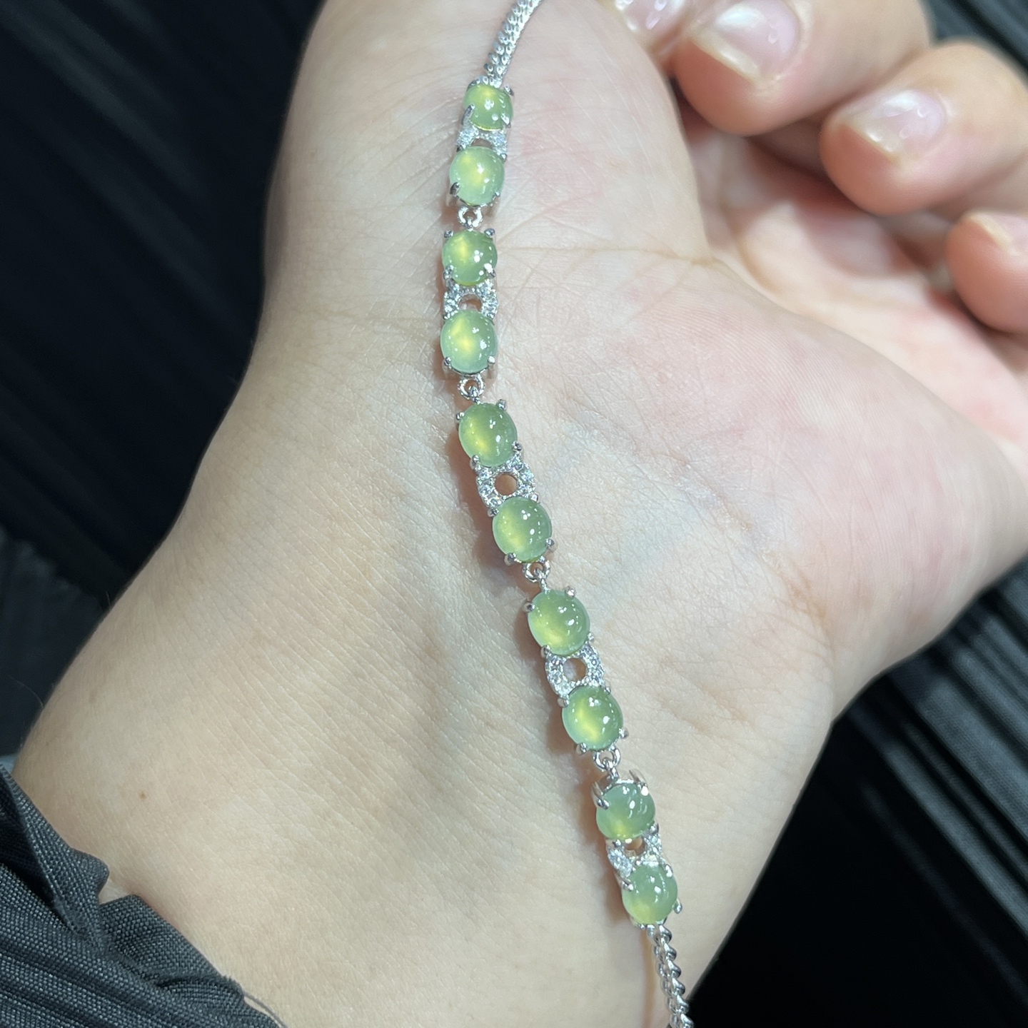 Myanmar Jade Silver-Plated Bracelet 3