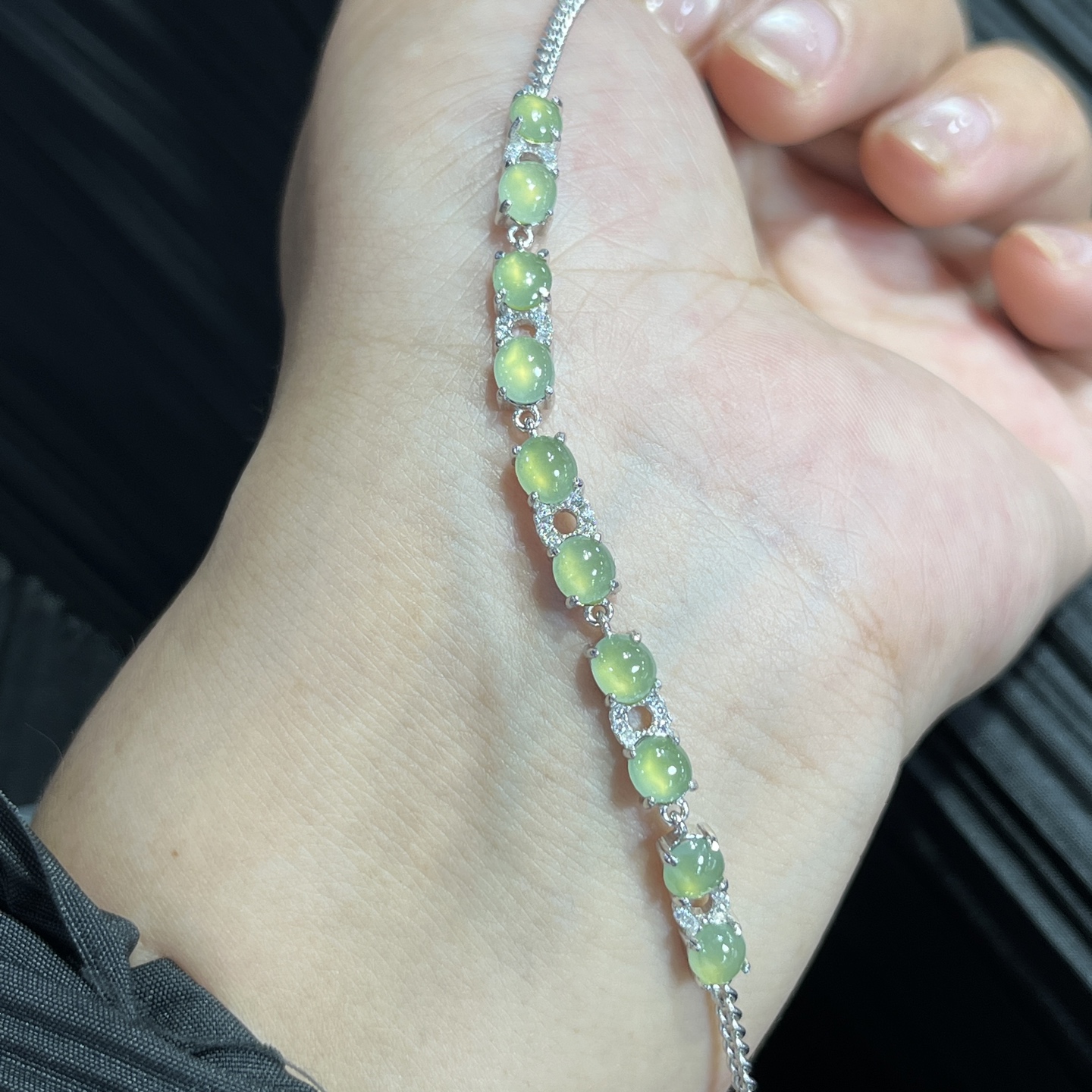 Myanmar Jade Silver-Plated Bracelet