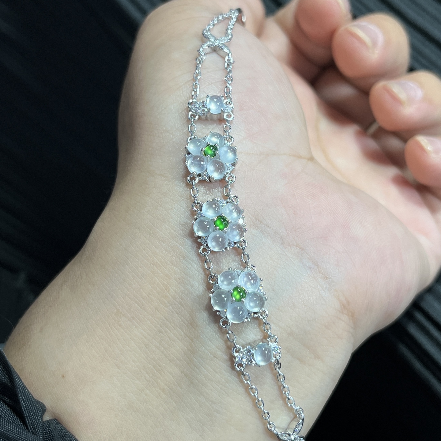 Myanmar Jade Silver-Plated Bracelet 3