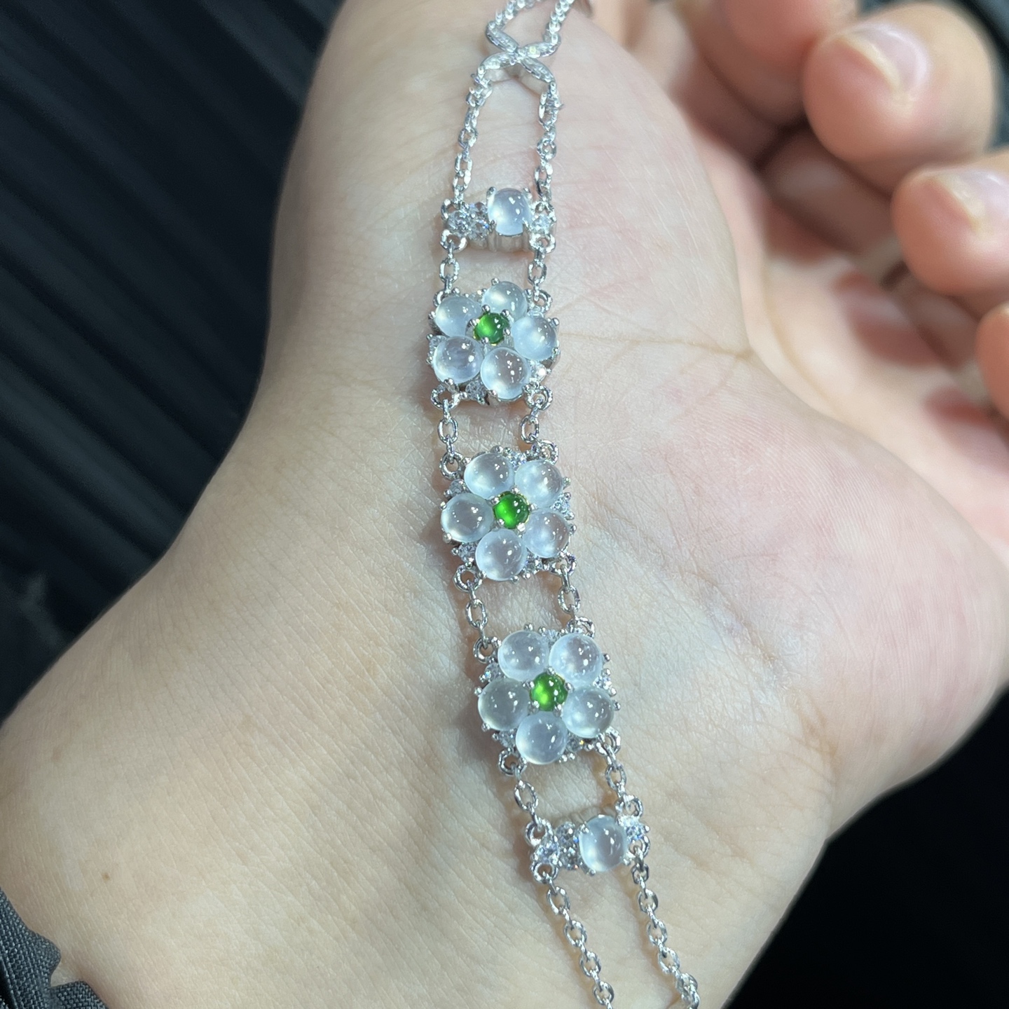 Myanmar Jade Silver-Plated Bracelet