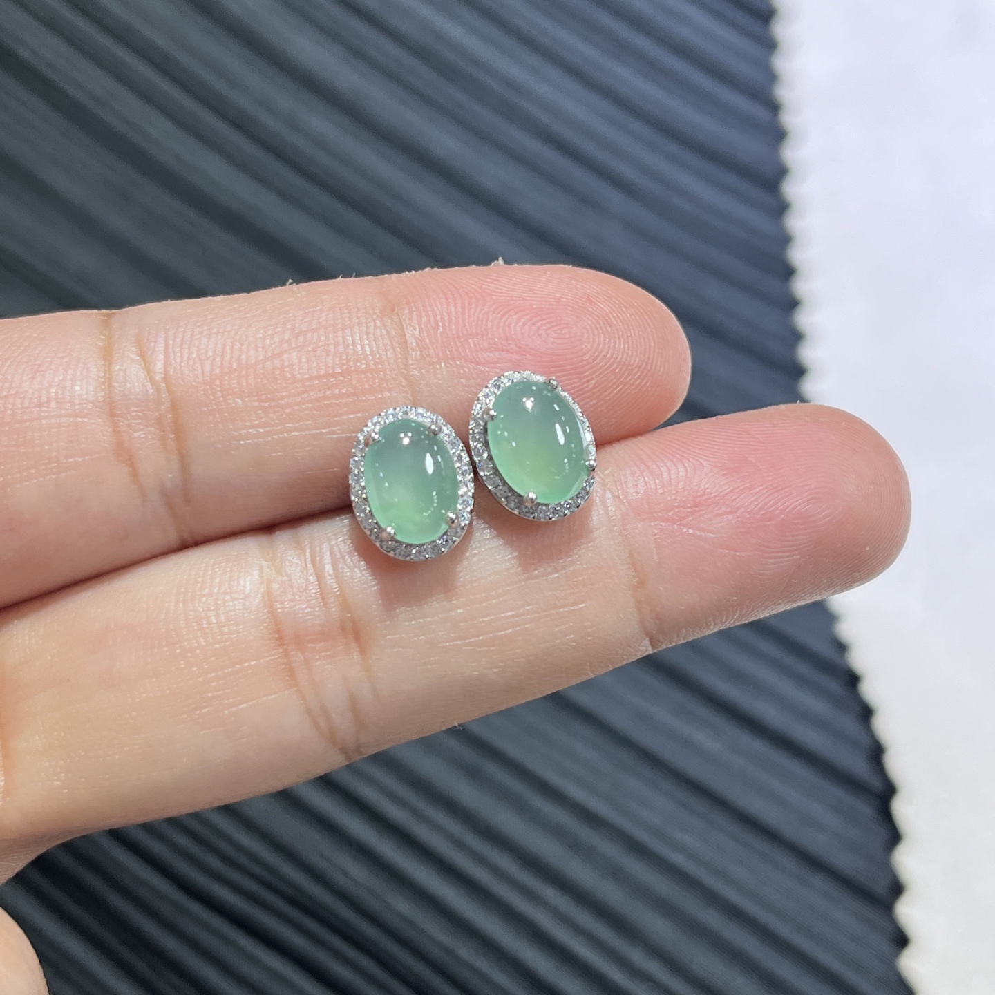 Myanmar Jade Silver-Inlaid Elegant Earrings 2