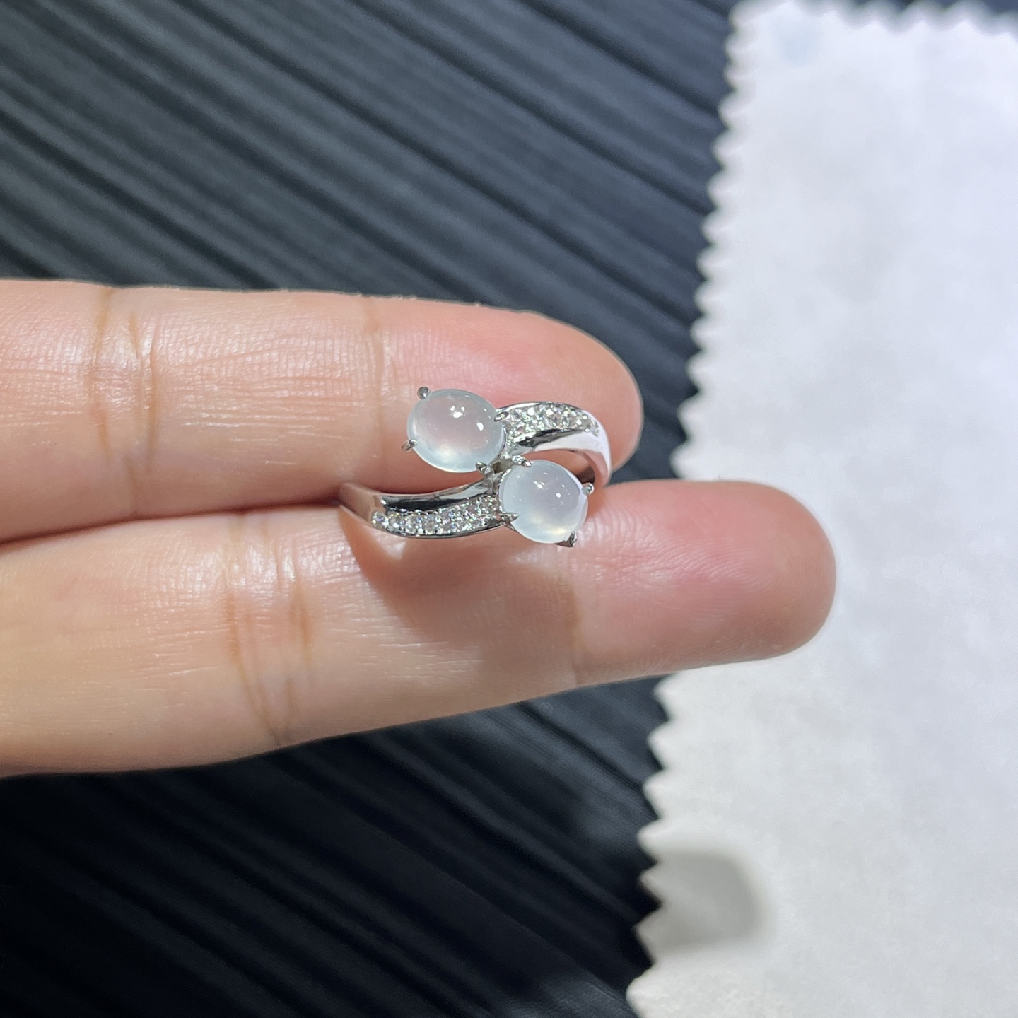 Myanmar Jade Silver-Inlay Ring 2
