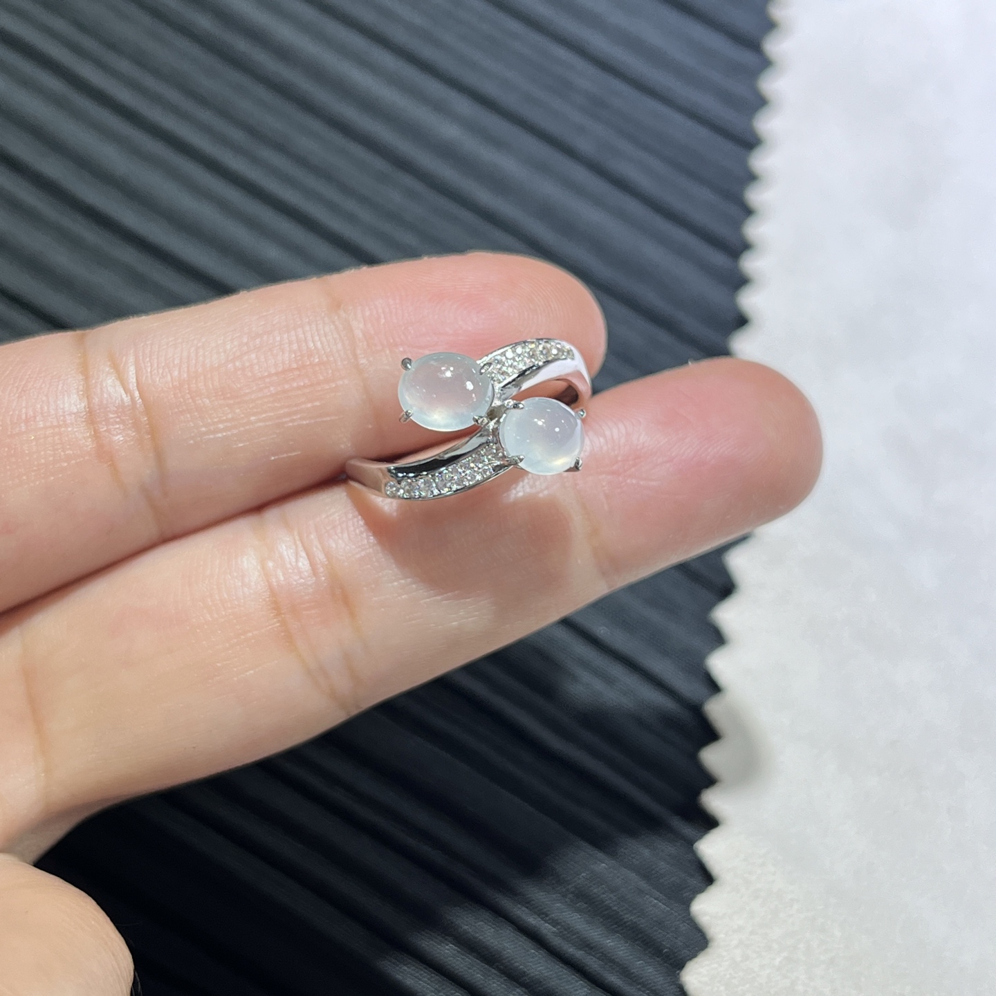 Myanmar Jade Silver-Inlay Ring 3