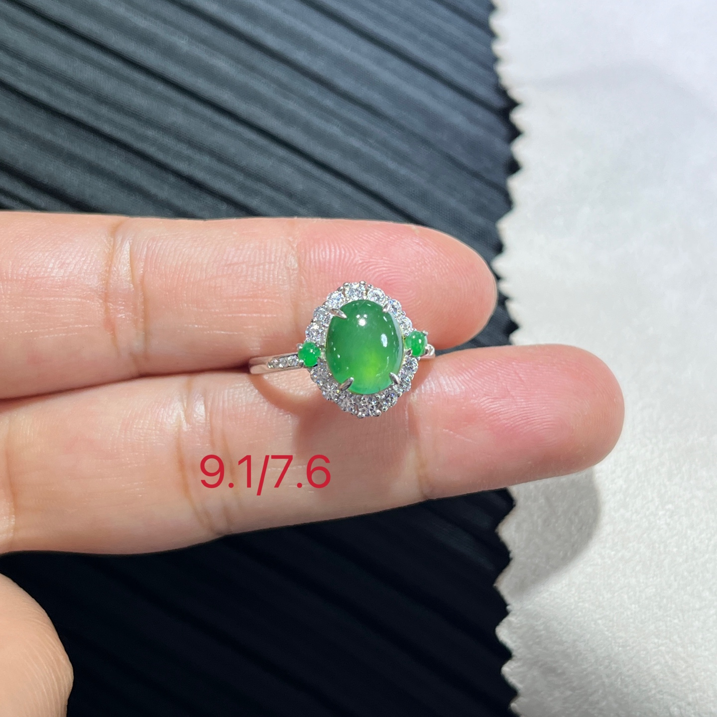 Myanmar Jade Silver-Inlaid Exquisite Ring