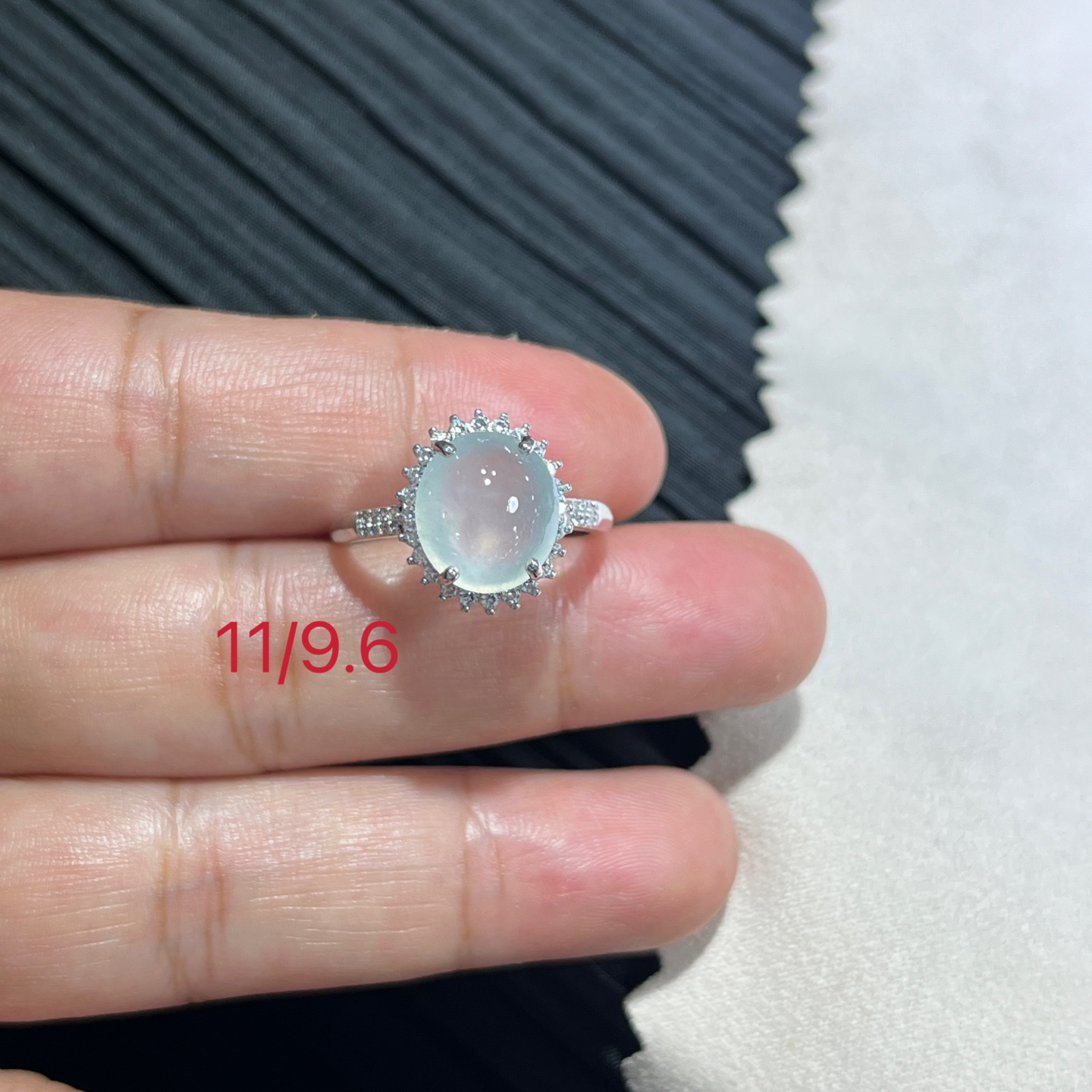 Myanmar Jade Silver-Set Ice Ring