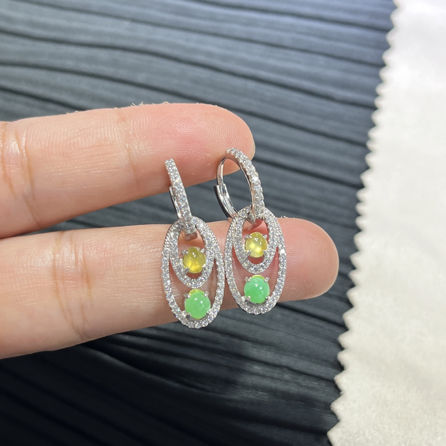 Myanmar Jade Silver-Inlaid Elegant Earrings