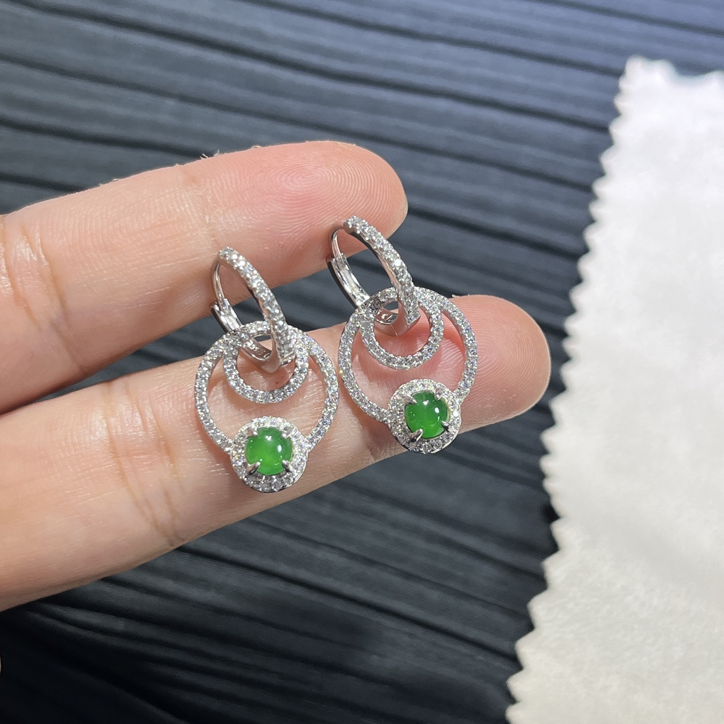 Myanmar Jade Silver-Plated Elegant Earrings 2