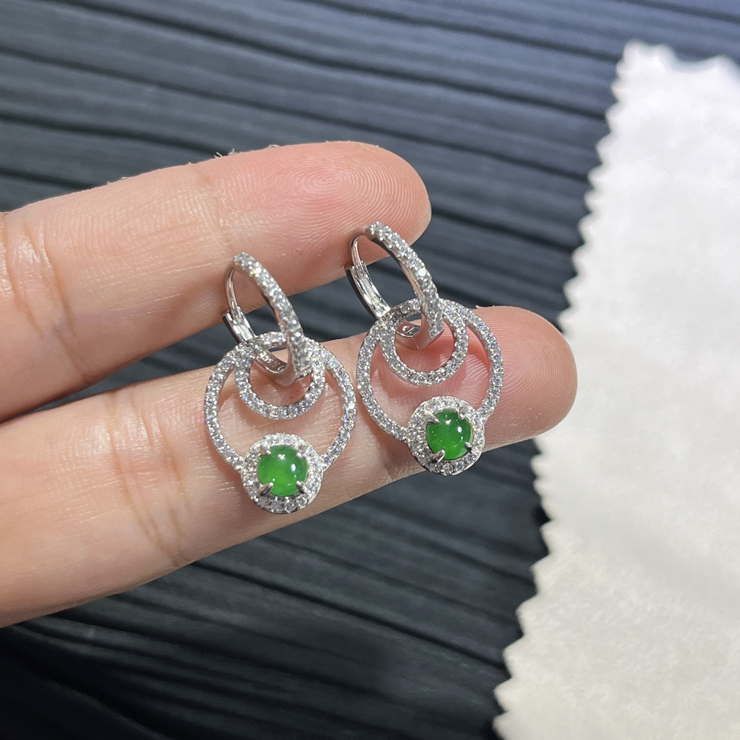 Myanmar Jade Silver-Inlaid Elegant Earrings