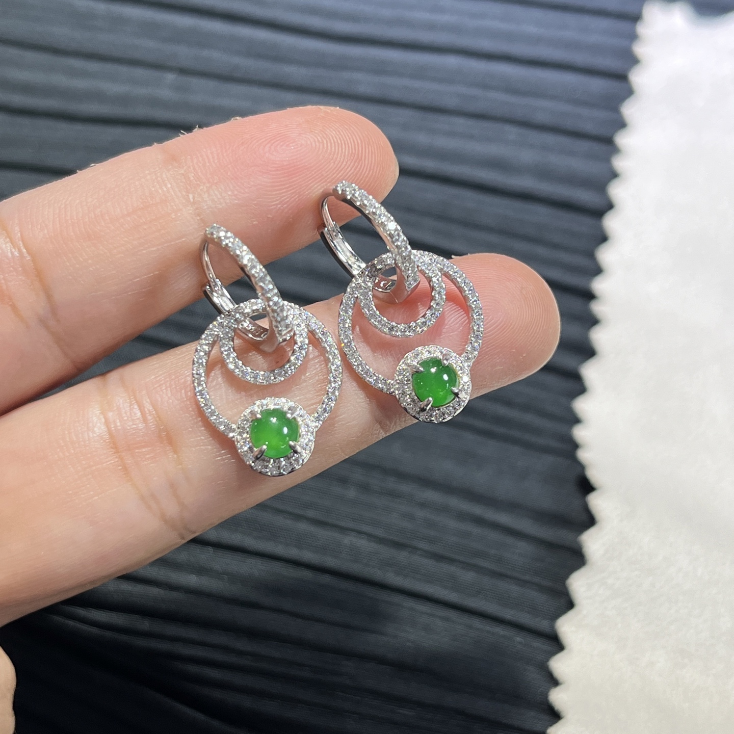 Myanmar Jade Silver-Plated Elegant Earrings 3