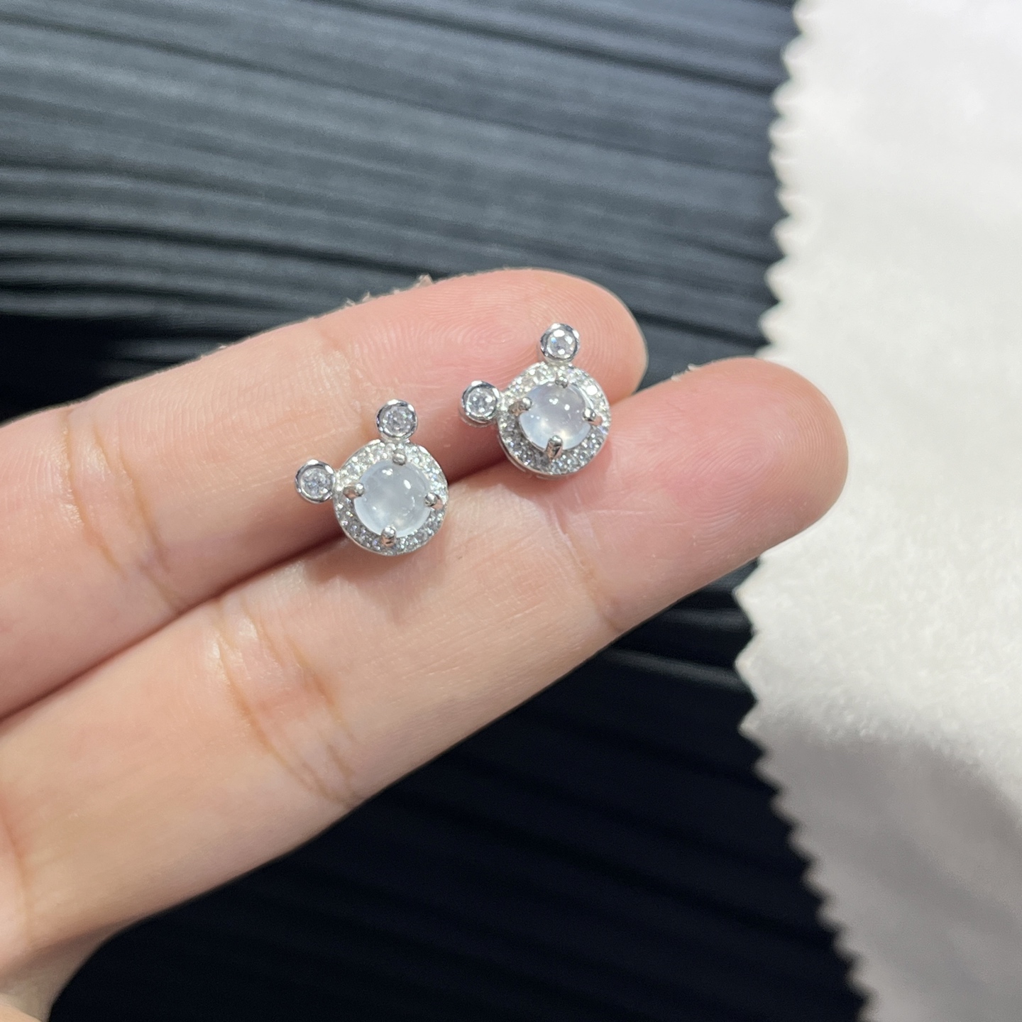 Myanmar Jade Silver-Inlaid Elegant Earrings 2
