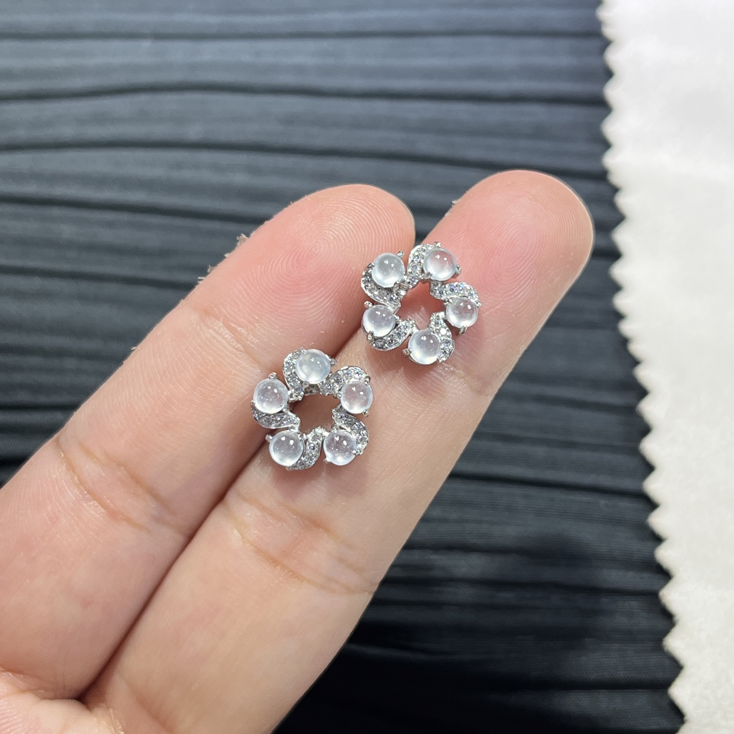 Myanmar Jade Silver-Inlaid Elegant Earrings 3