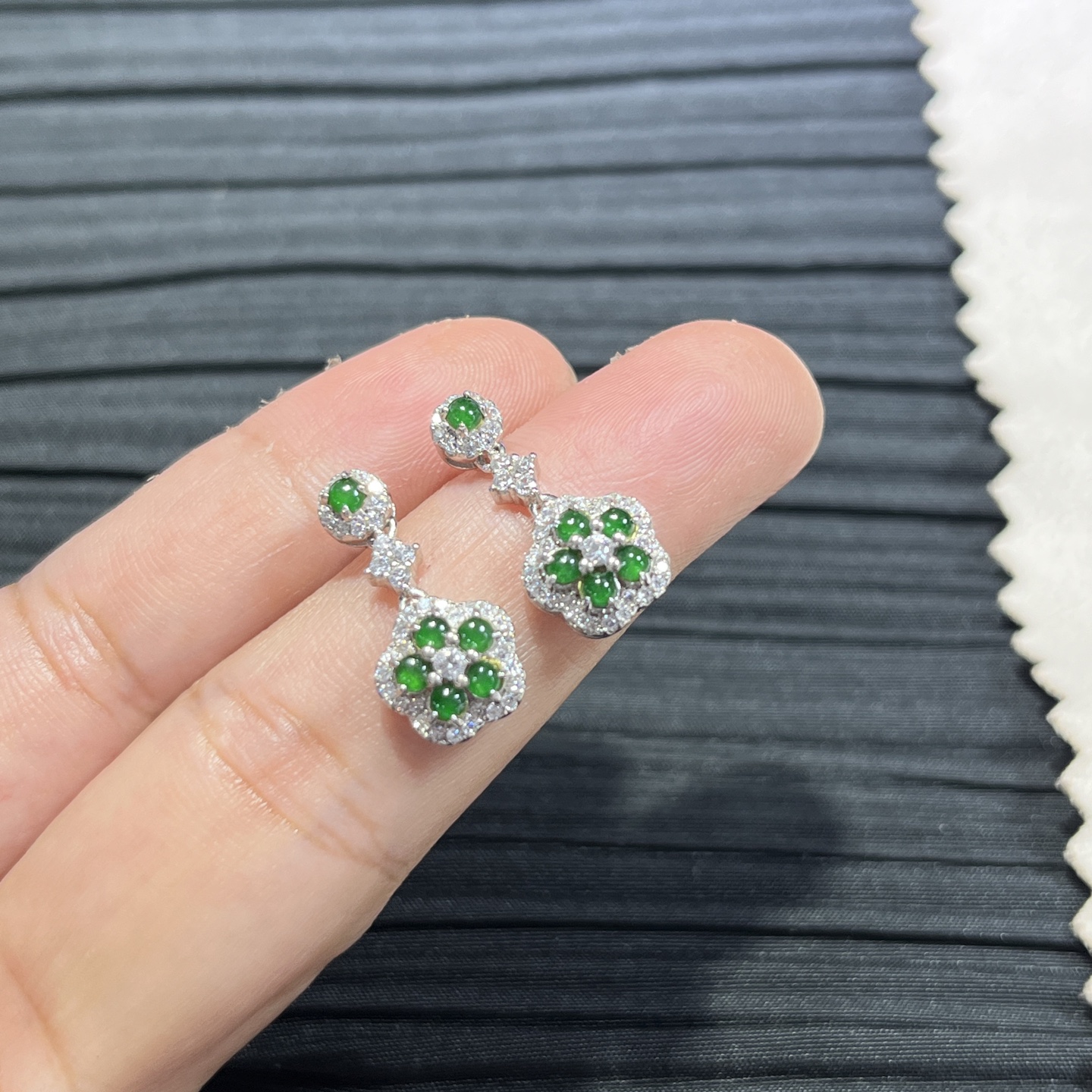 Myanmar Jade Silver-Inlaid Elegant Earrings 3