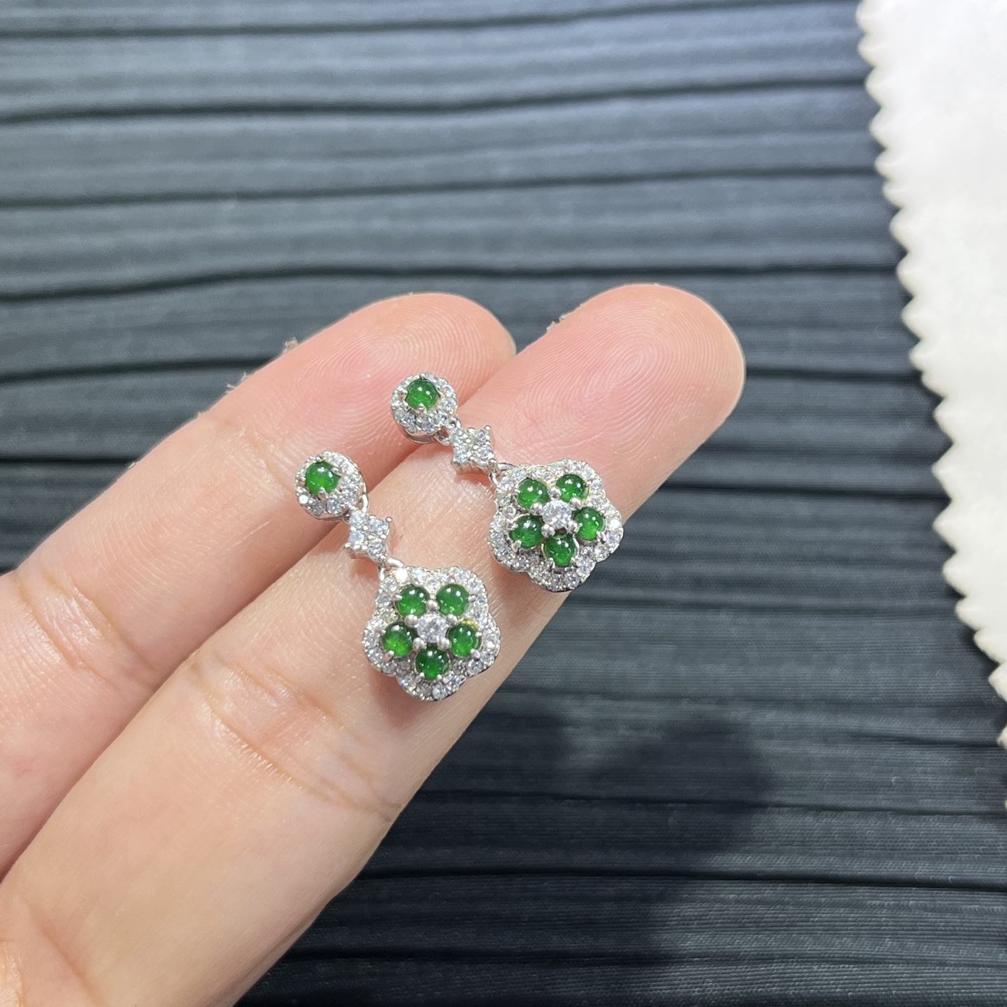 Myanmar Jade Silver-Inlaid Elegant Earrings 4