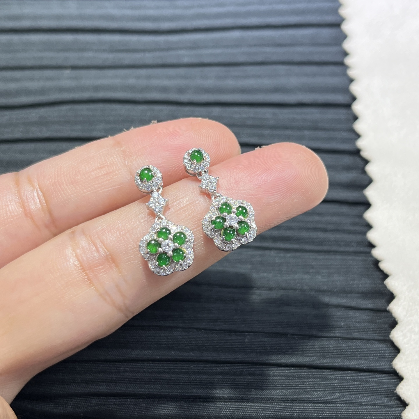 Myanmar Jade Silver-Plated Elegant Earrings