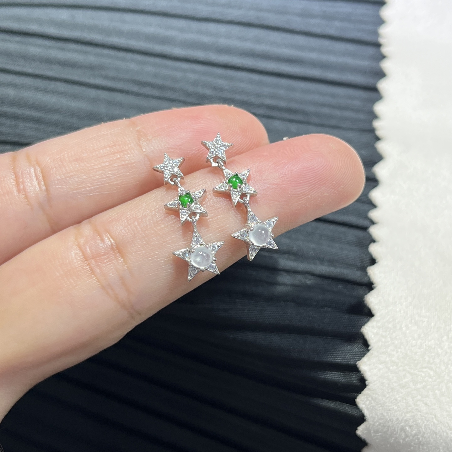 Myanmar Jade Silver-Inlaid Elegant Earrings 2