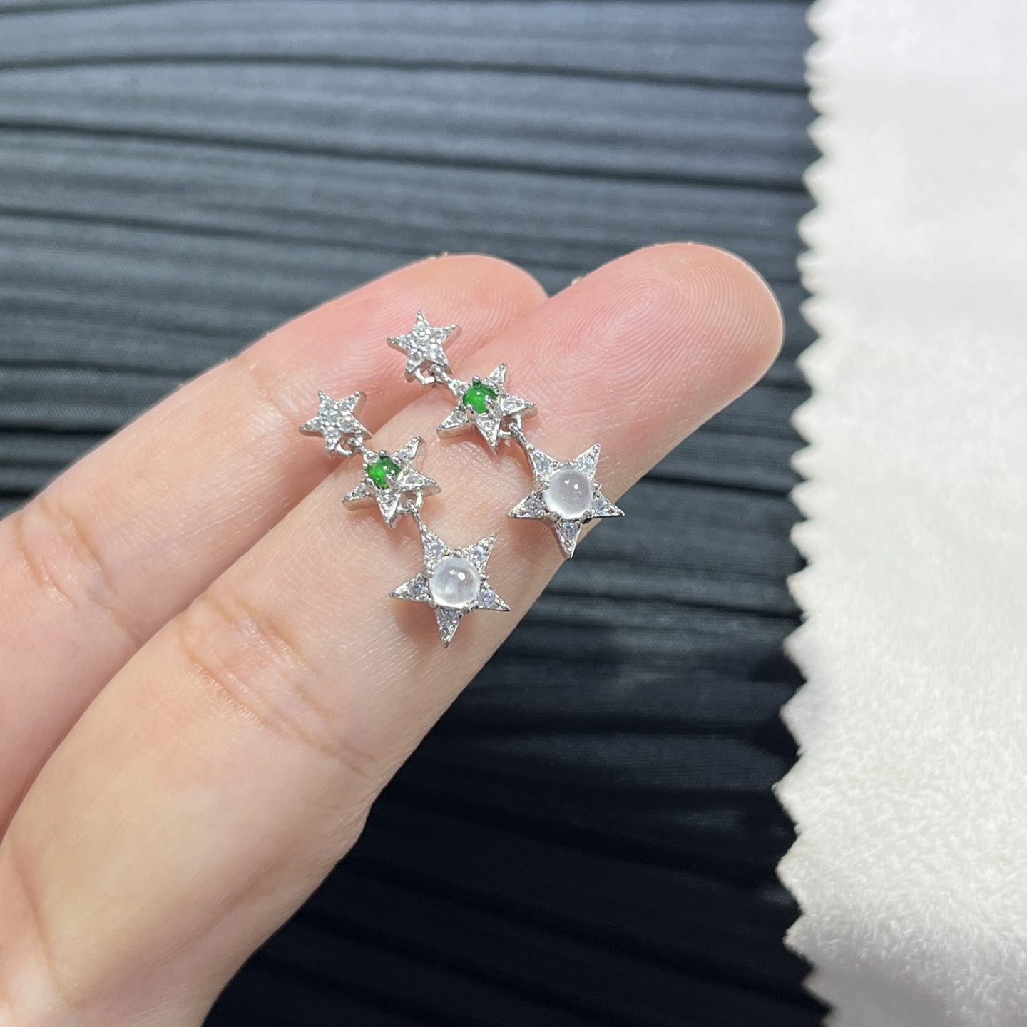 Myanmar Jade Silver-Inlaid Elegant Earrings 4