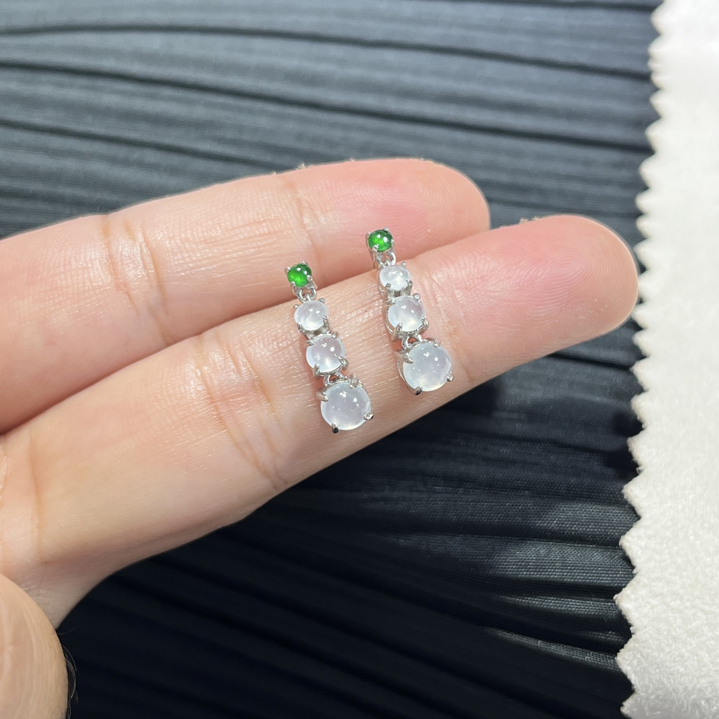 Myanmar Jade Silver-Inlaid Elegant Earrings 4