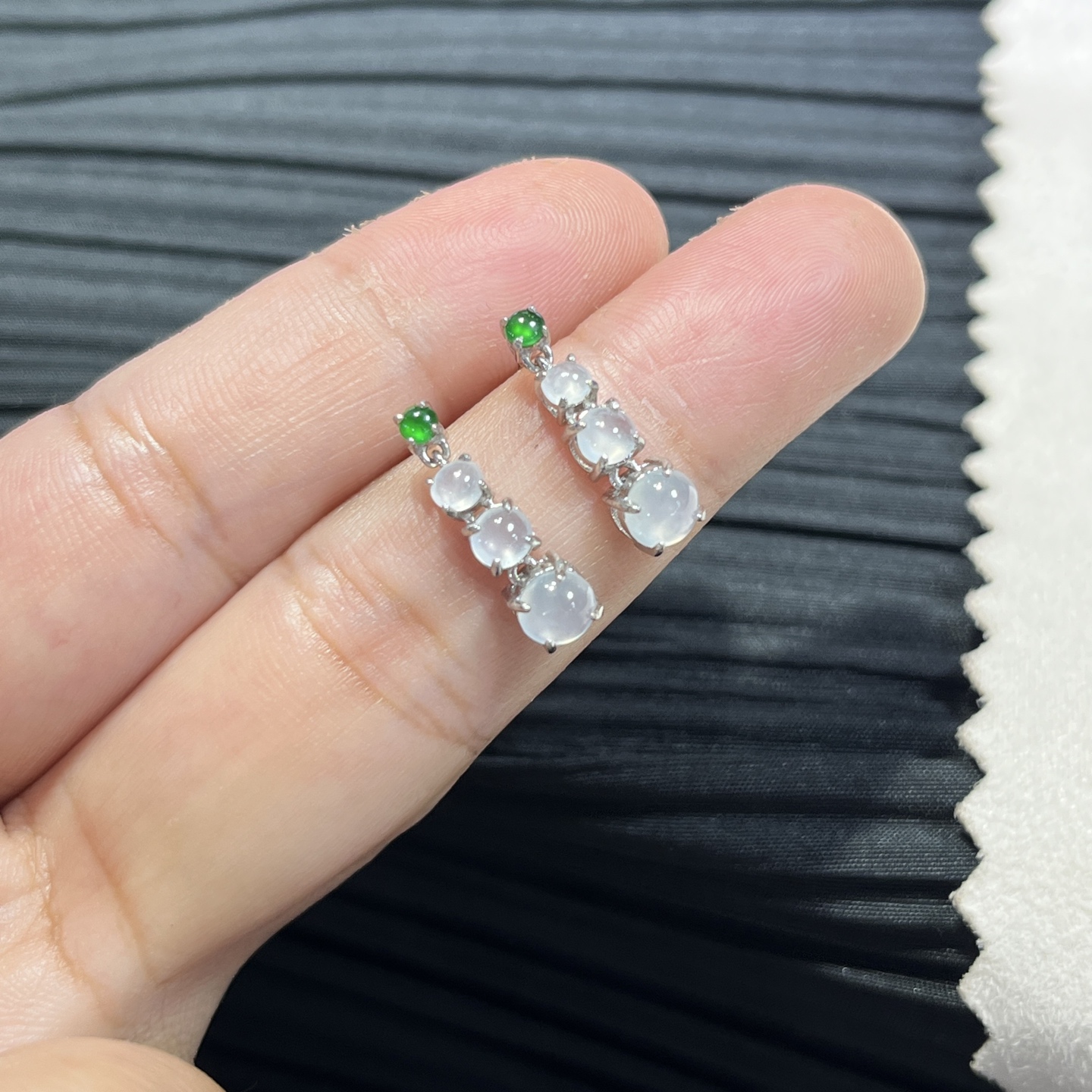 Myanmar Jade Silver-Inlaid Elegant Earrings 2