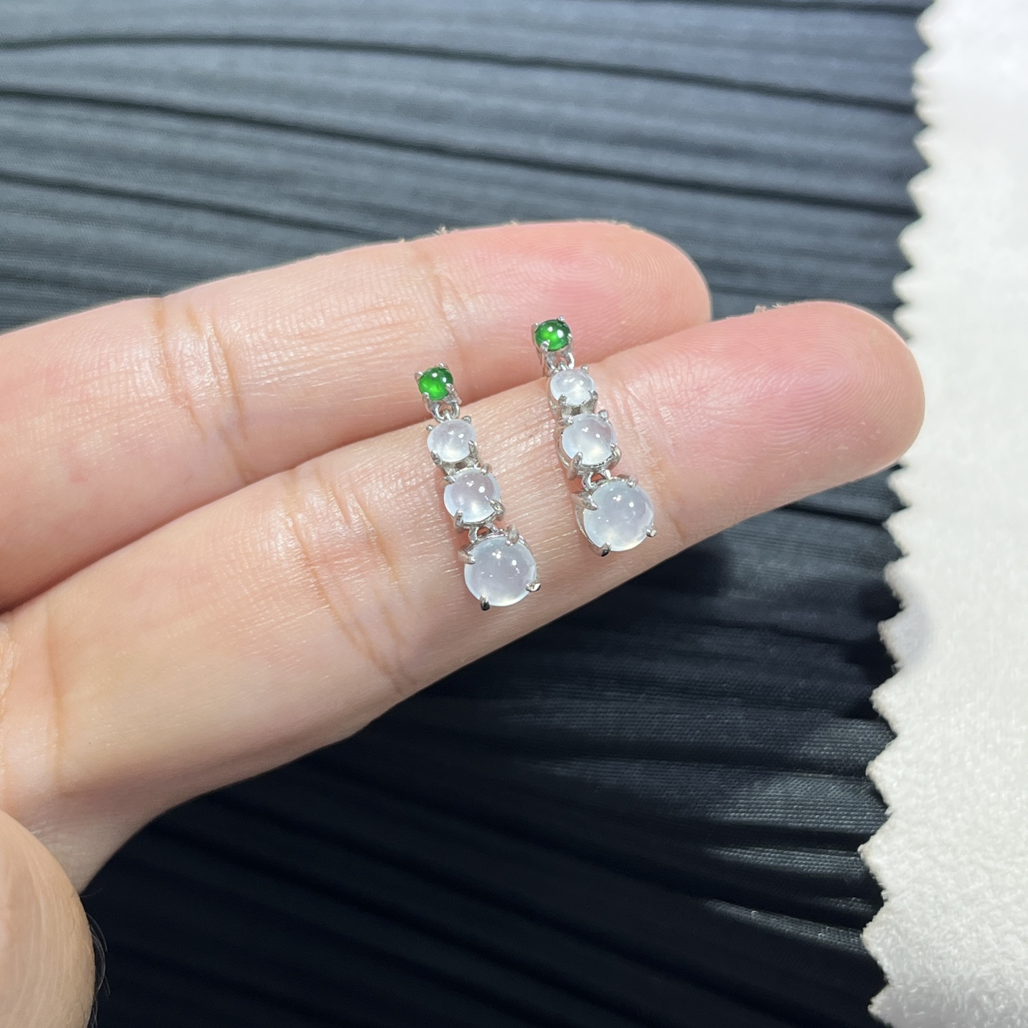 Myanmar Jade Silver-Inlaid Elegant Earrings 3