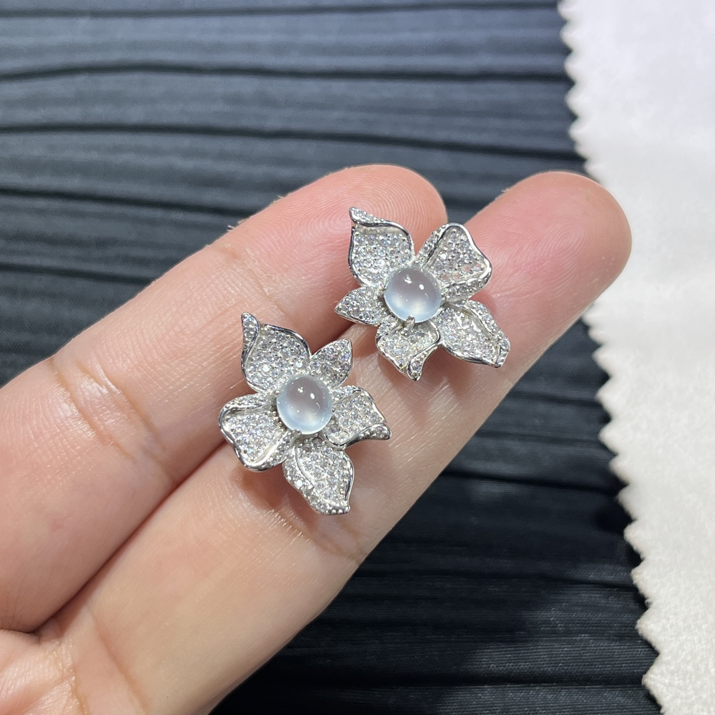 Myanmar Jade Silver-Inlaid Elegant Earrings 4