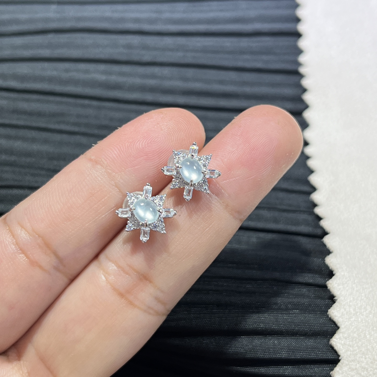 Myanmar Jade Silver-Inlaid Elegant Earrings 2