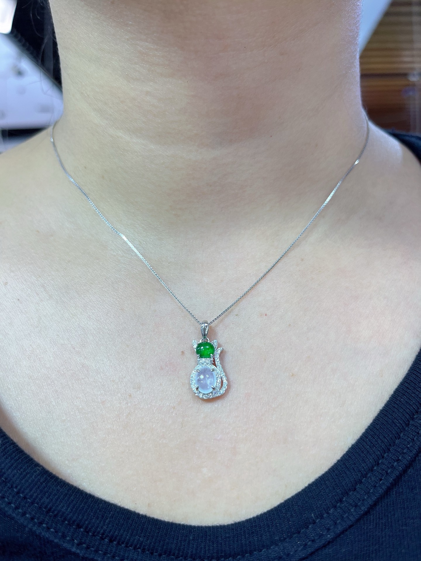 Myanmar Jade Silver-Set Exquisite Pendant 4