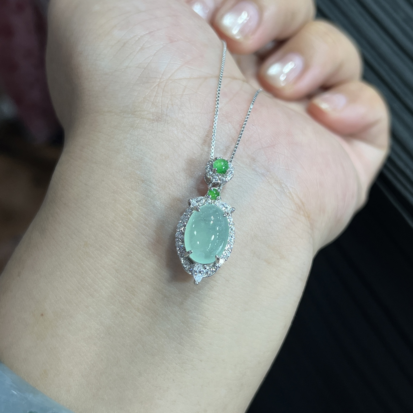 Myanmar Jade Silver-Set Exquisite Pendant 2