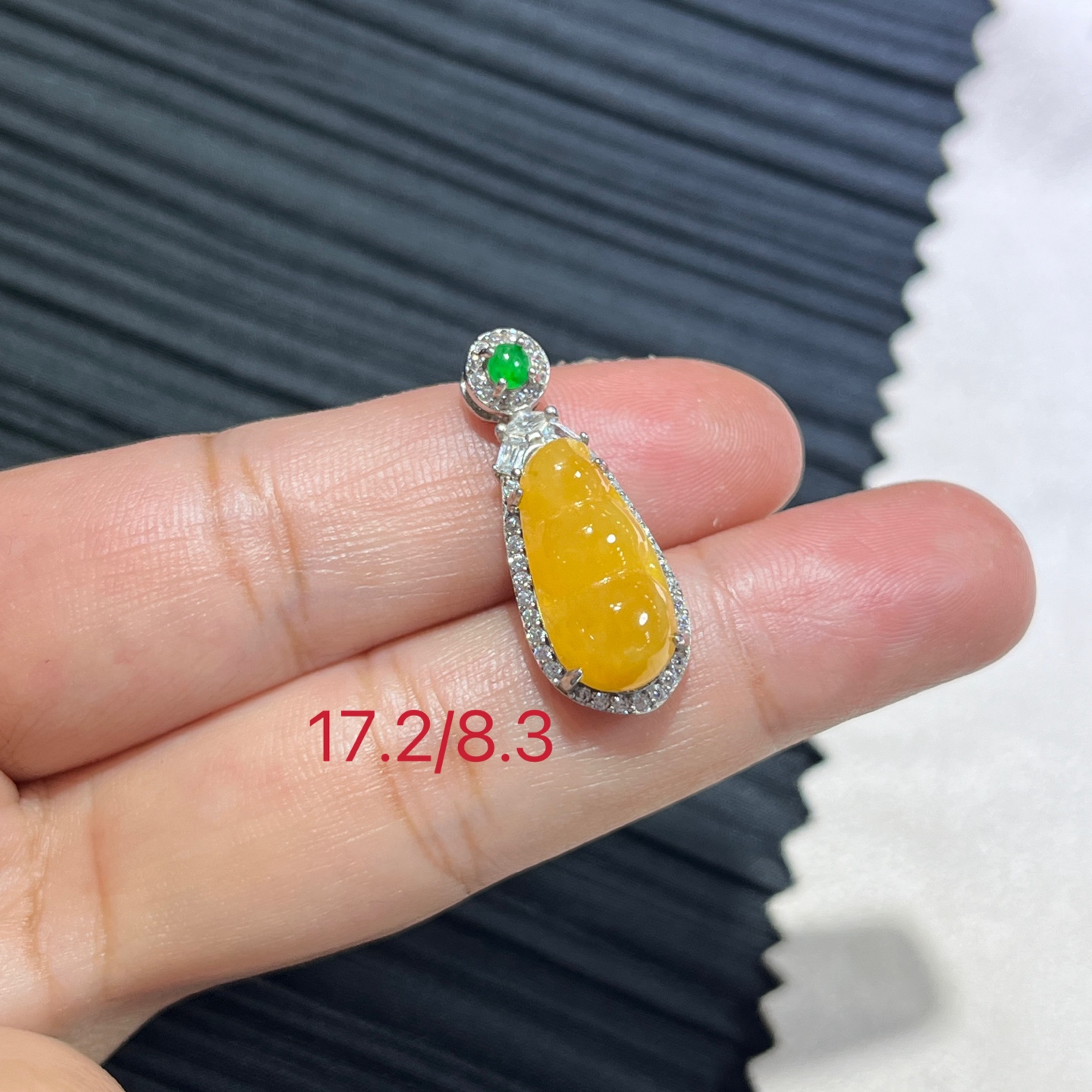 Myanmar Jade Silver-Set Yellow Fei Bean Pendant