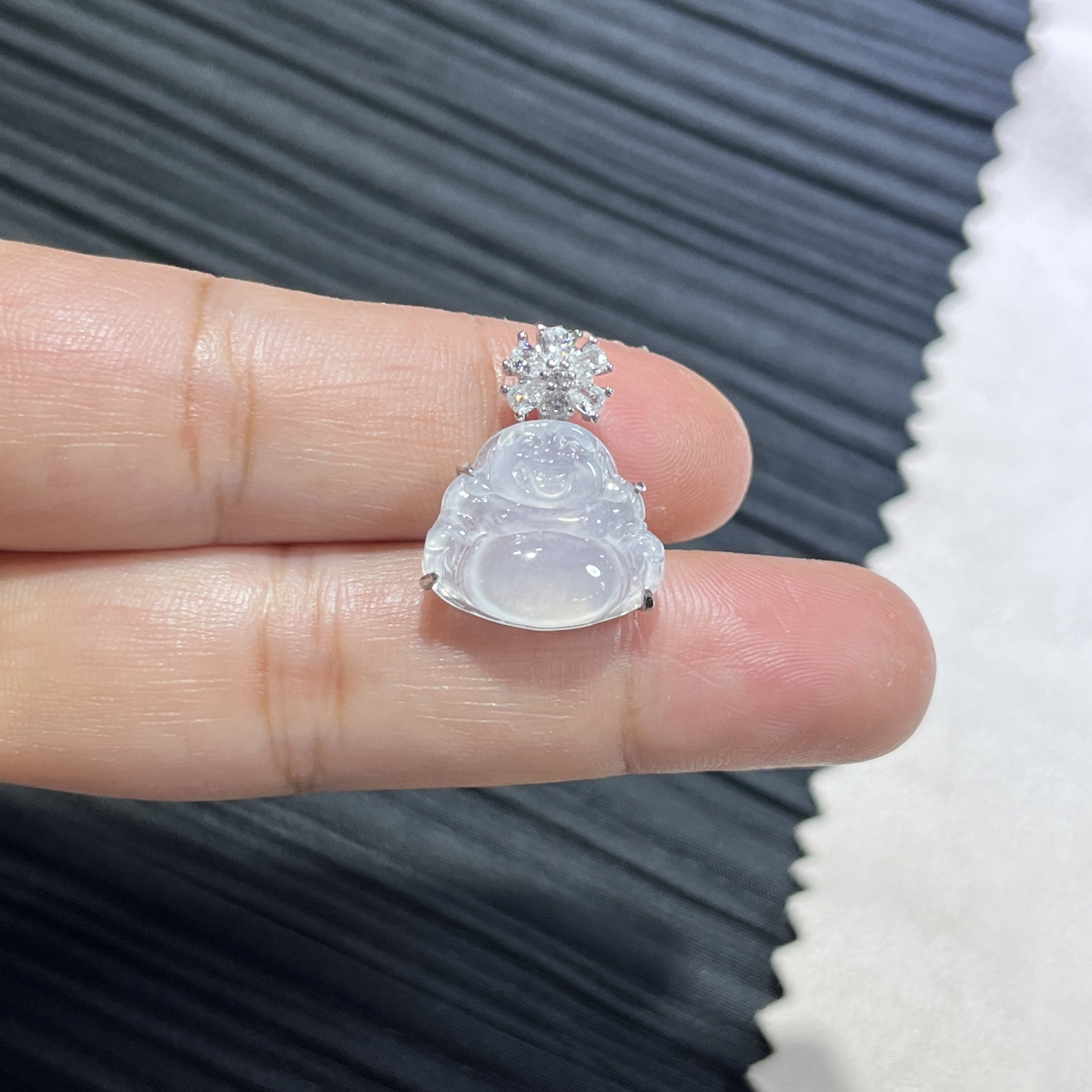 Myanmar Jade Silver-Plated Little Buddha Pendant 3