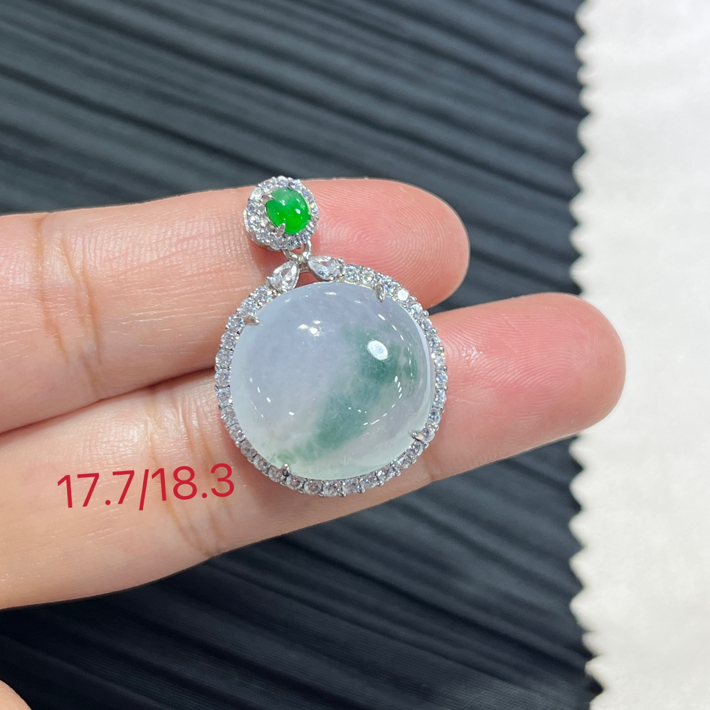 Burma Jade Silver-Set Floating Flower Pendant
