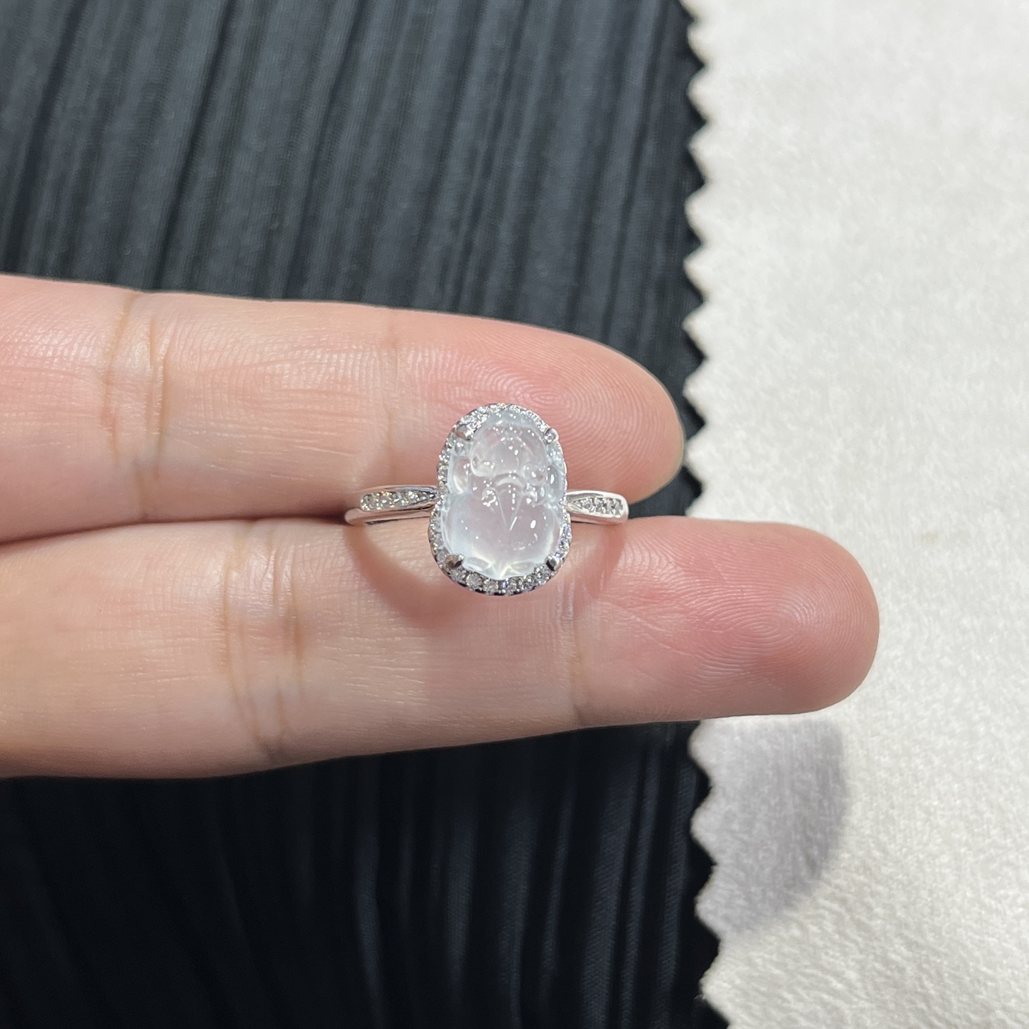 Myanmar Jade Silver-Plated Pixiu Ring 2