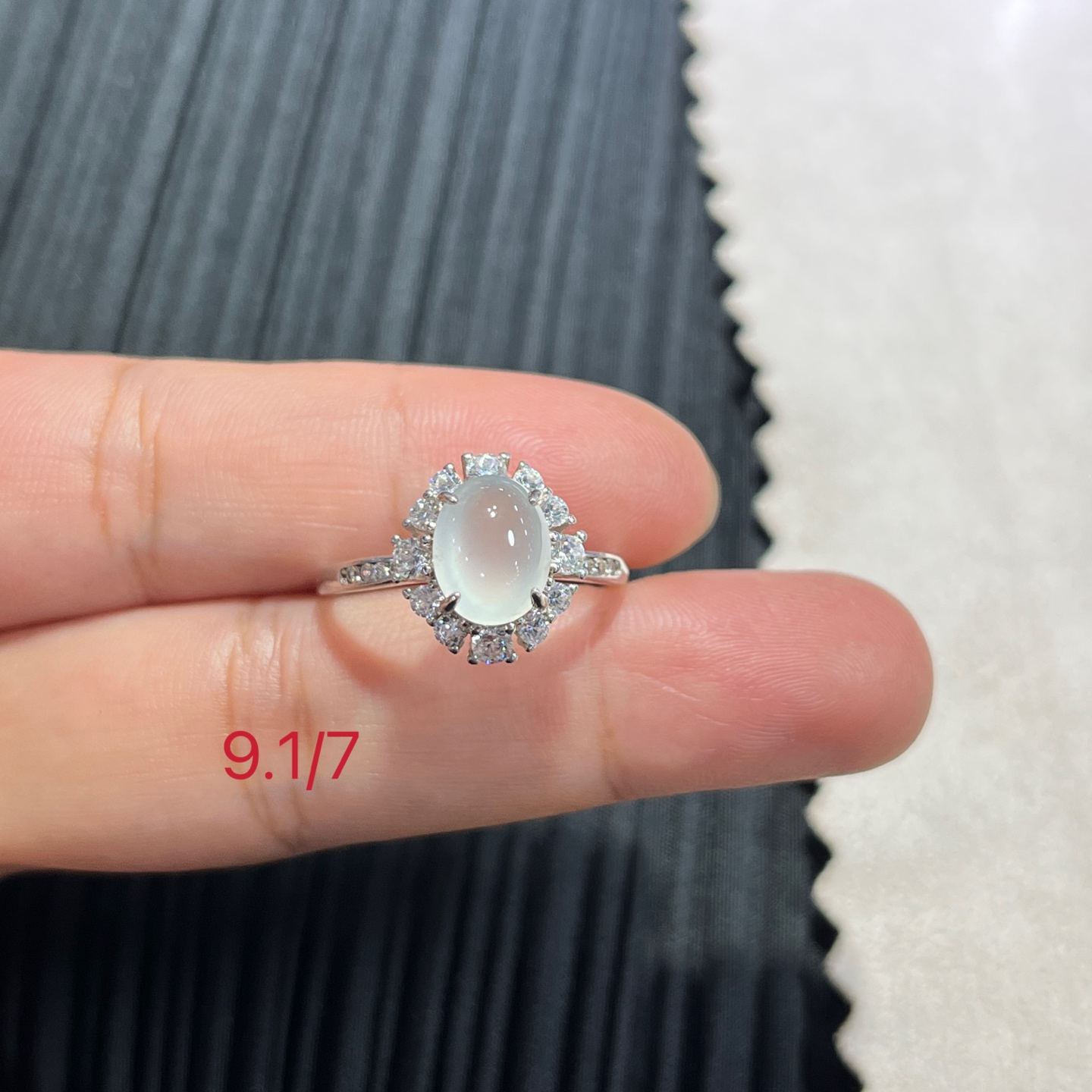 Myanmar Jade Silver-Set Ice Ring
