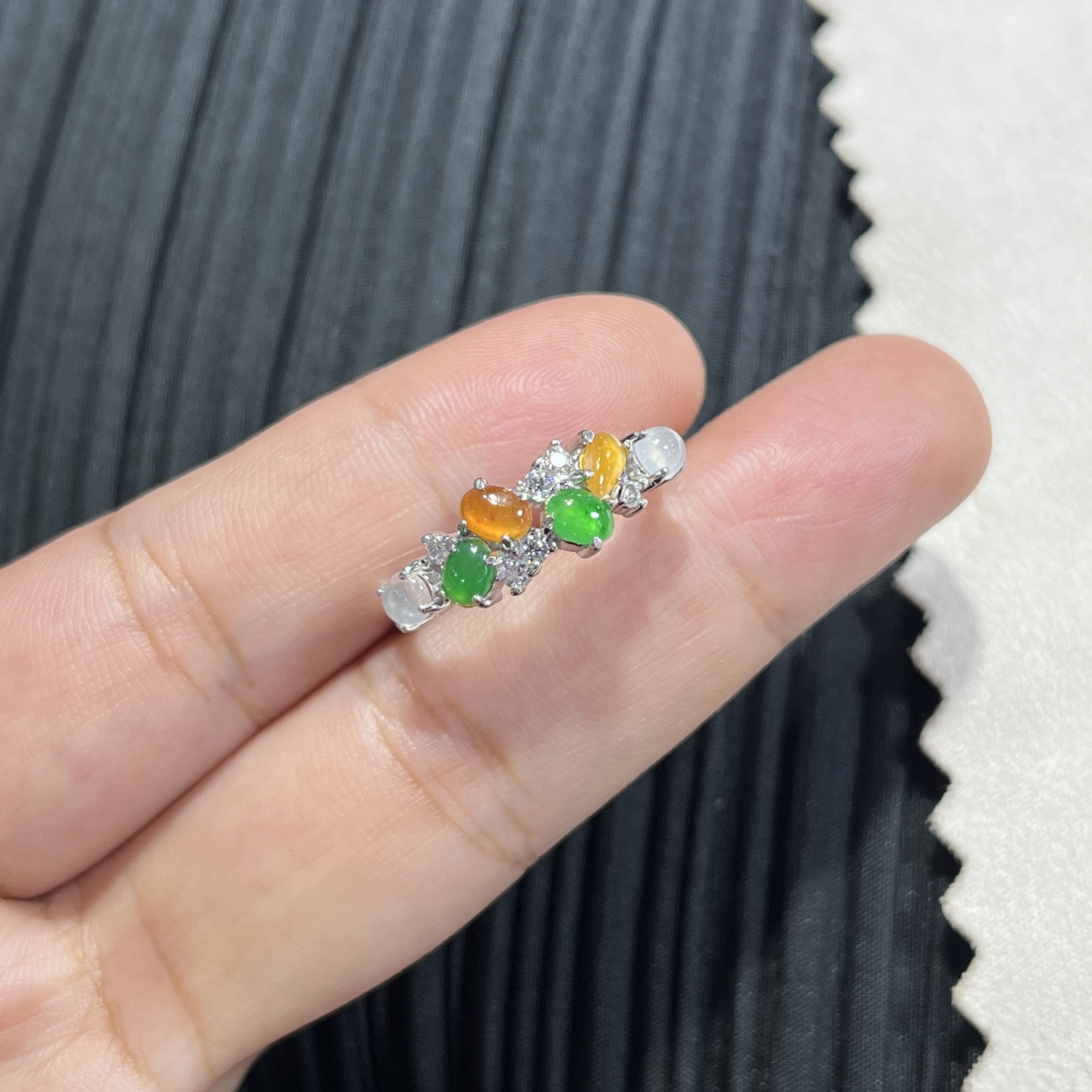 Myanmar Jade Silver-Plated Dopamine Ring 2