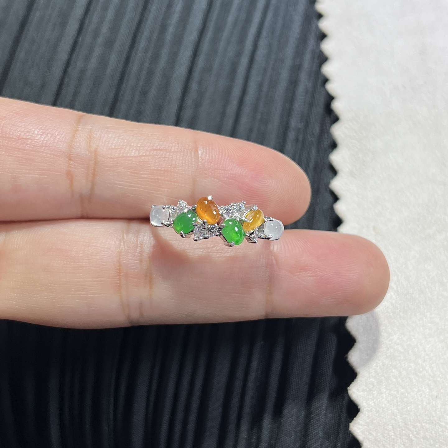 Myanmar Jade Silver-Plated Dopamine Ring 4