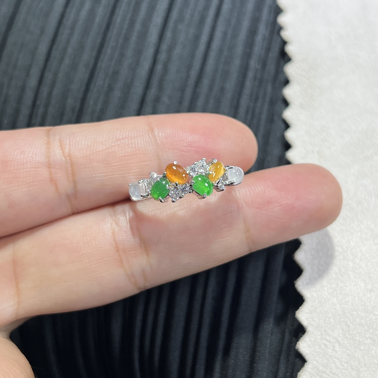 Myanmar Jade Silver-Plated Dopamine Ring 3