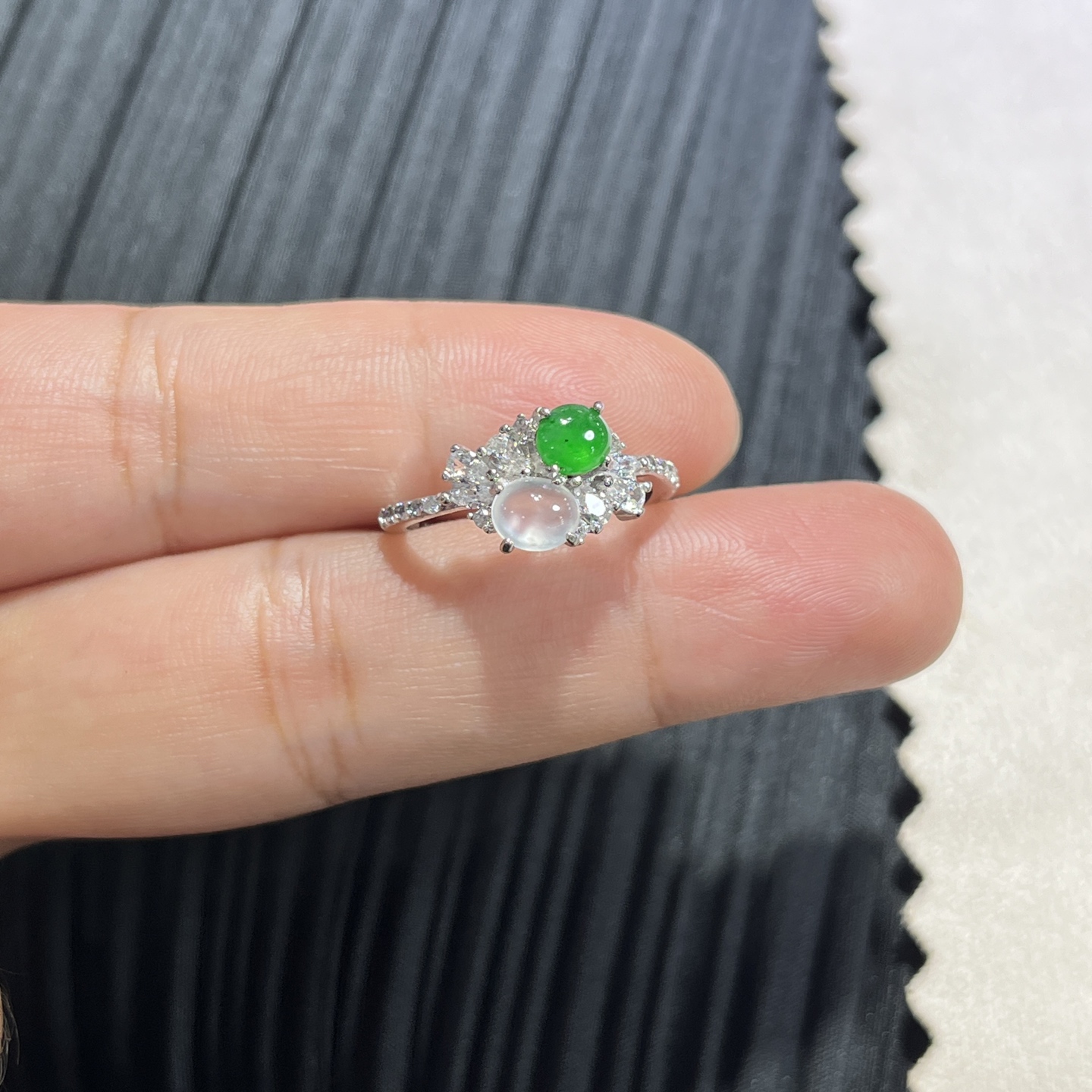 Myanmar Jade Silver-Set Exquisite Ring 3