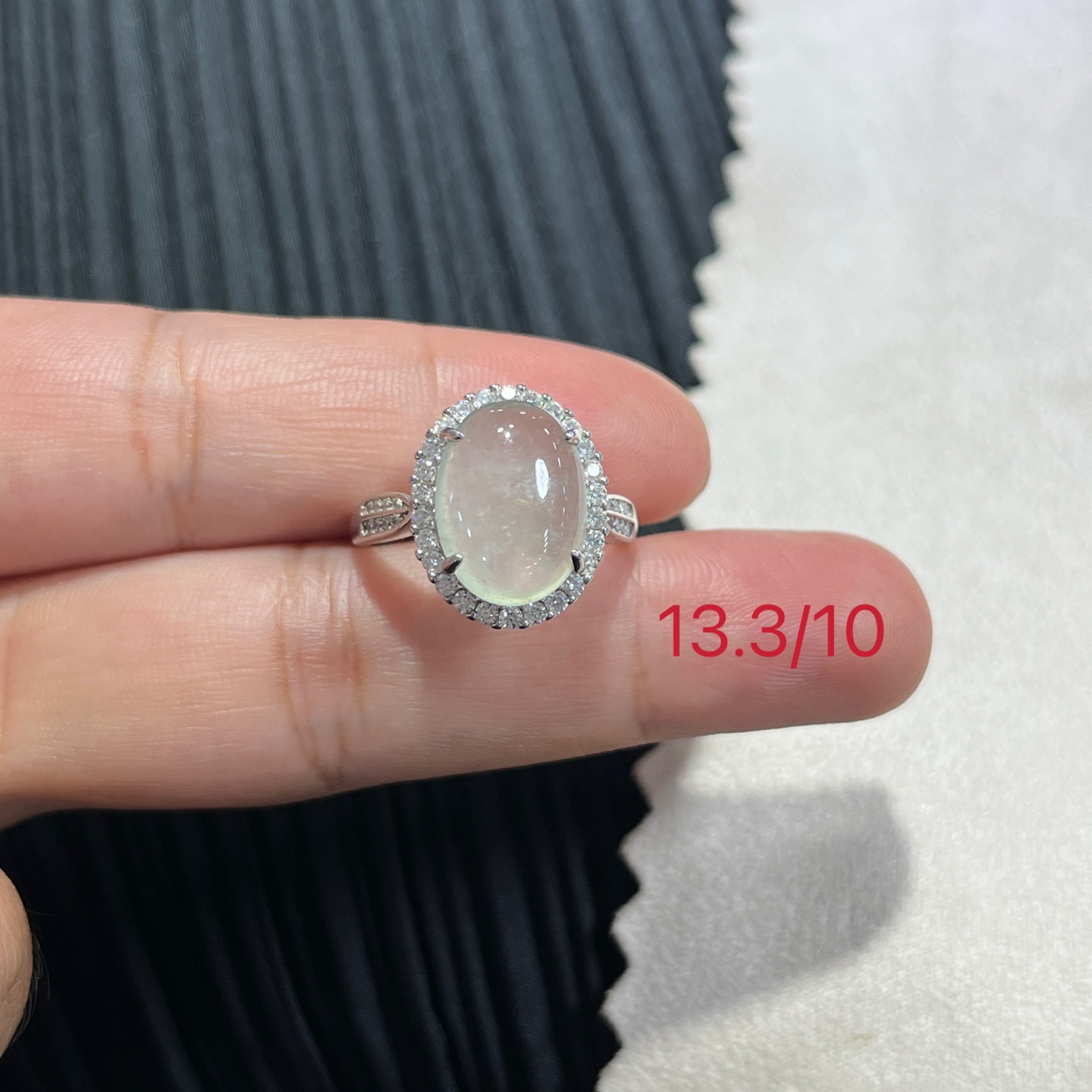 Myanmar Jade Silver-Set Ice Ring