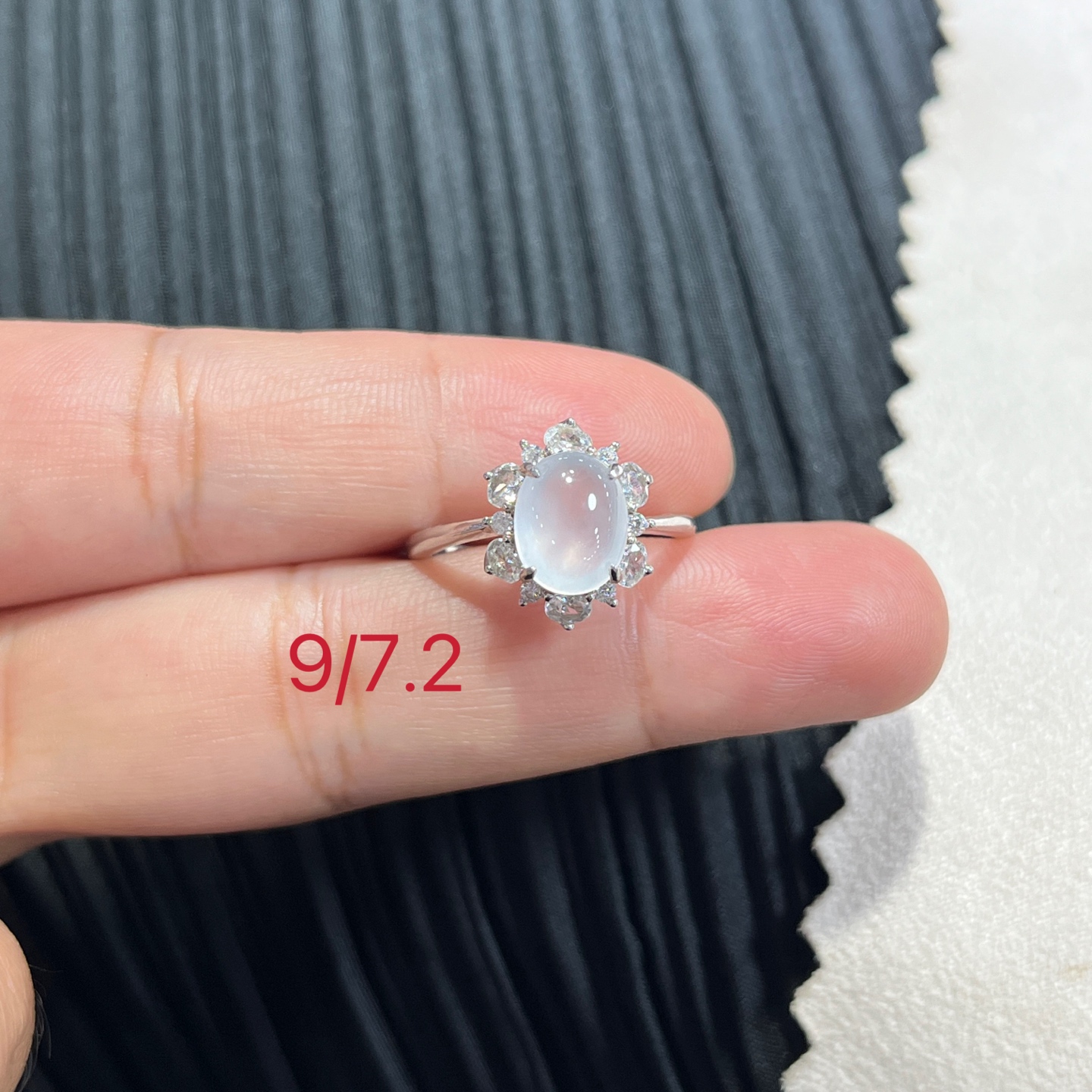 Myanmar Jade Silver-Set Ice Ring